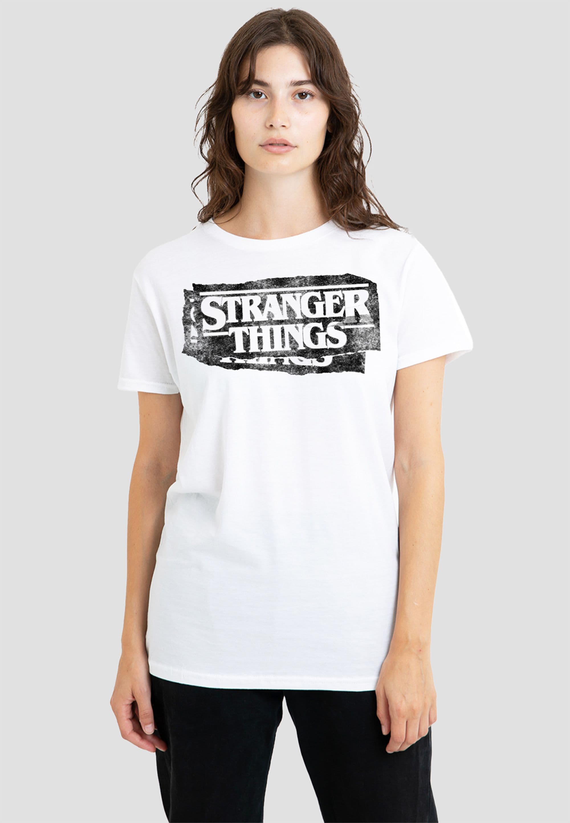 Stranger Things Women's Punk Logo T-Shirt, White | Size: Small