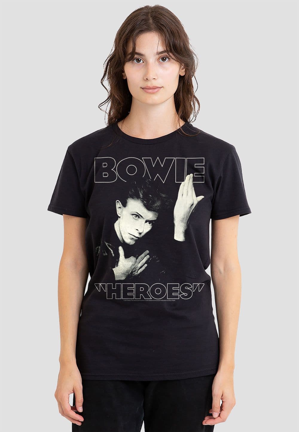 David Bowie Women's Heroes Cover T-Shirt, Black | Size: XL