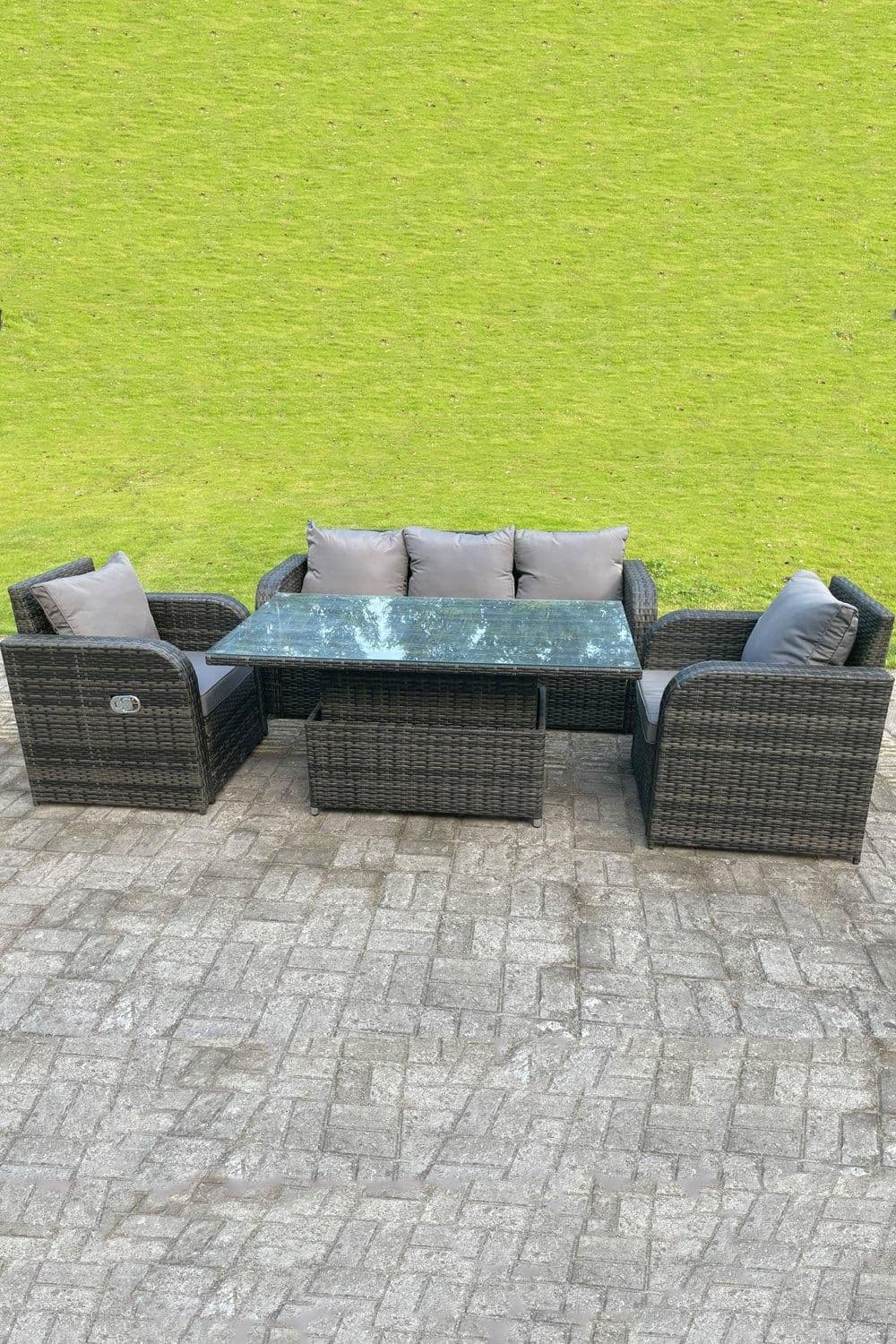 Rattan Outdoor Lifting Adjustable Dining Coffee Table Sets Lounge Sofa Recling Chairs