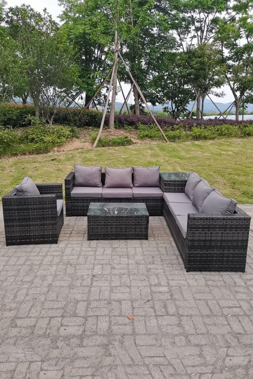 Rattan Sofa Outdoor Garden Furniture Rectangular Coffee Table Set Patio