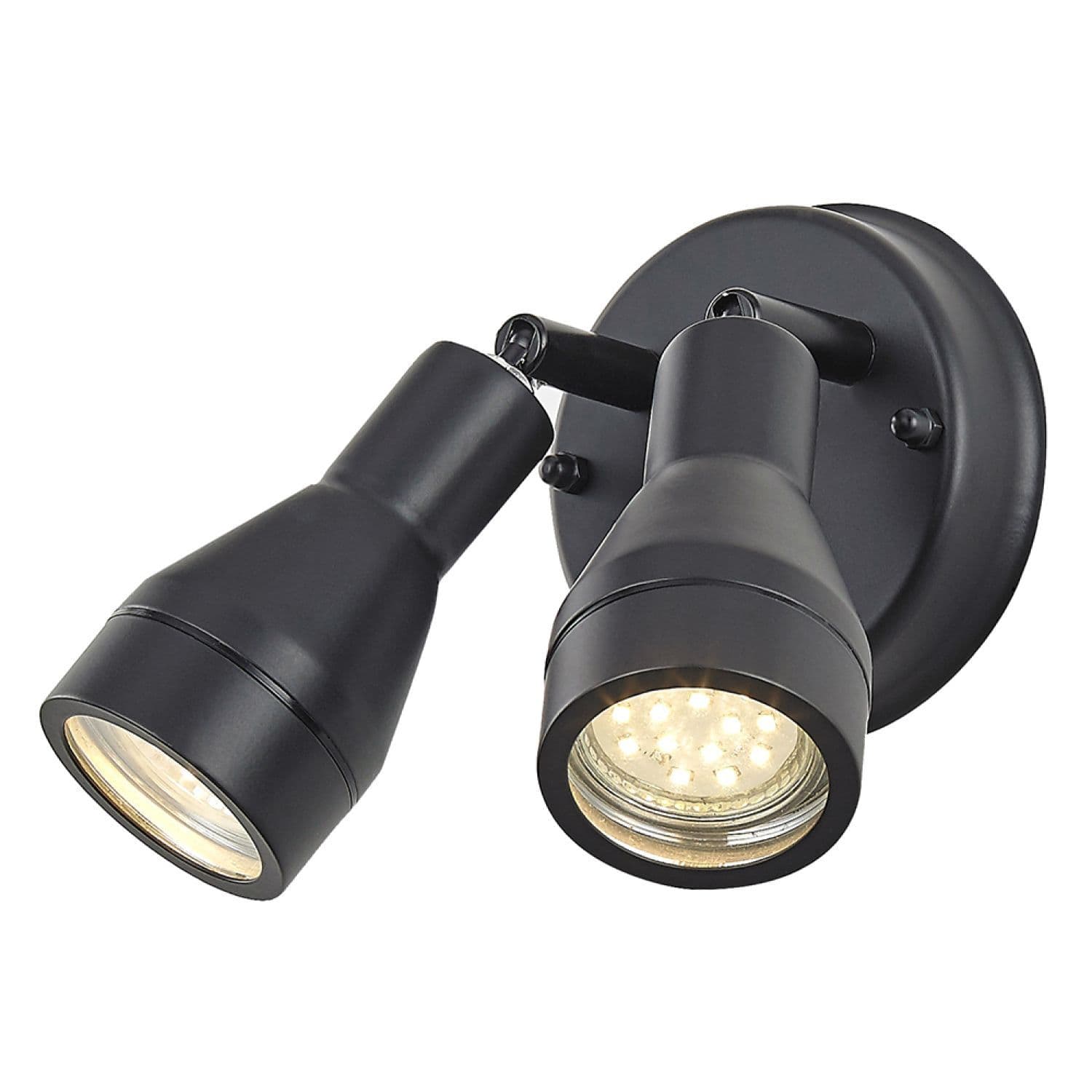 Outdoor IP44 Adjustable Double Spot Wall Light in Matt Black
