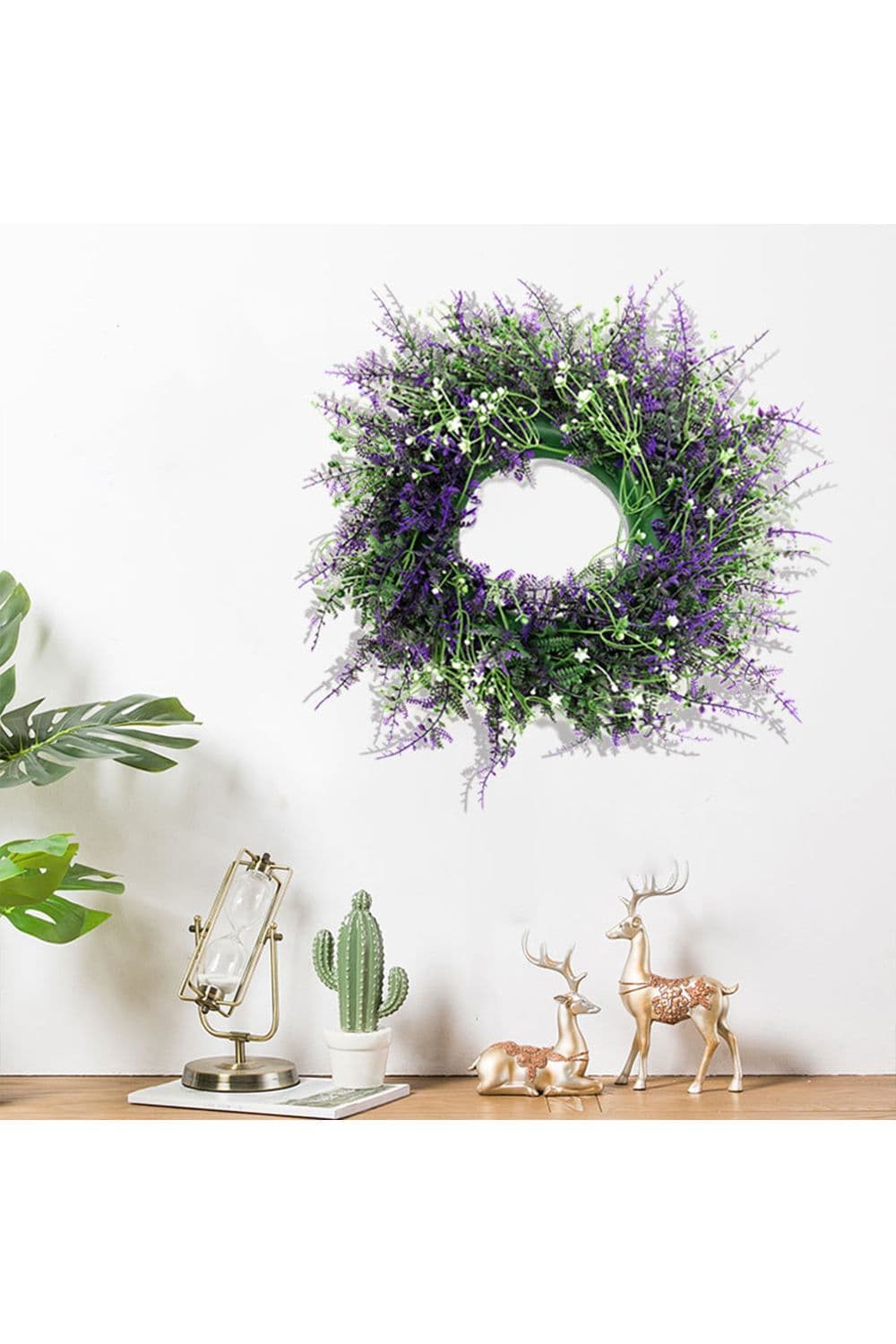 Artificial Round Lavender Flower Wreath Home Decor
