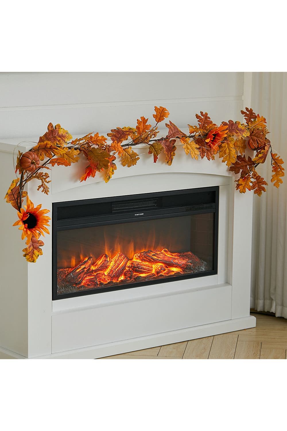 180cm Sunflower Acorn Leaf Pumpkin Vine with 3.8m Light String for Home Decor