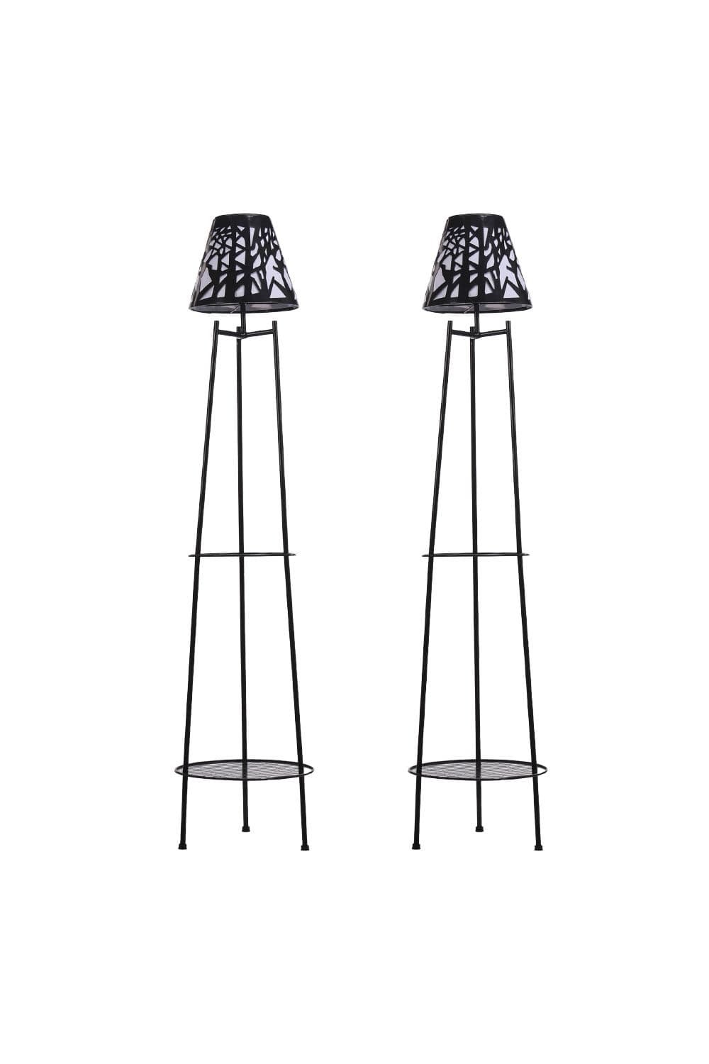 2 Pack Double Tier Solar-Powered Plant Stand Light