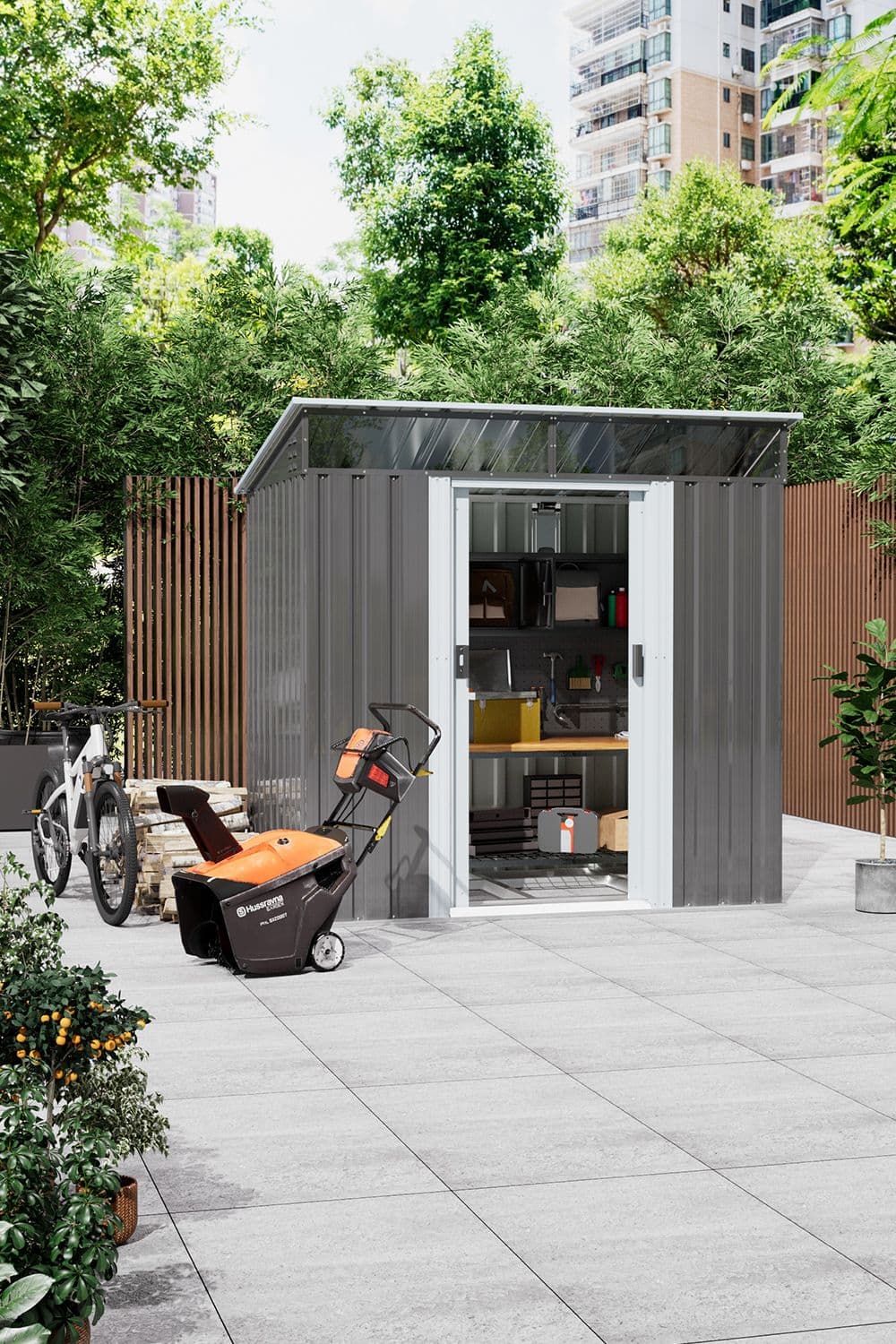 Galvanized Steel Acrylic Garden Storage Shed