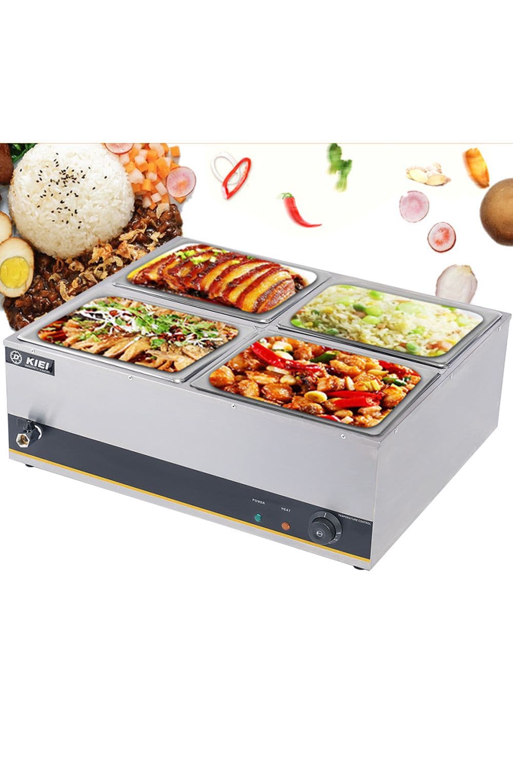 4 Pot Electric Catering Bain Marie Commercial Buffet Wet 1.6kw Heat Food Warmer