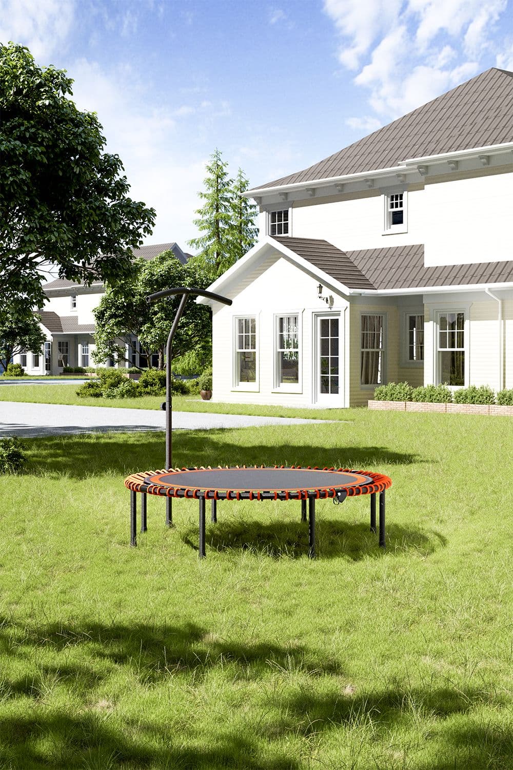 48in Bungee Cords Foldable Round Orange Trampoline with Adjustable T-Handle Bar