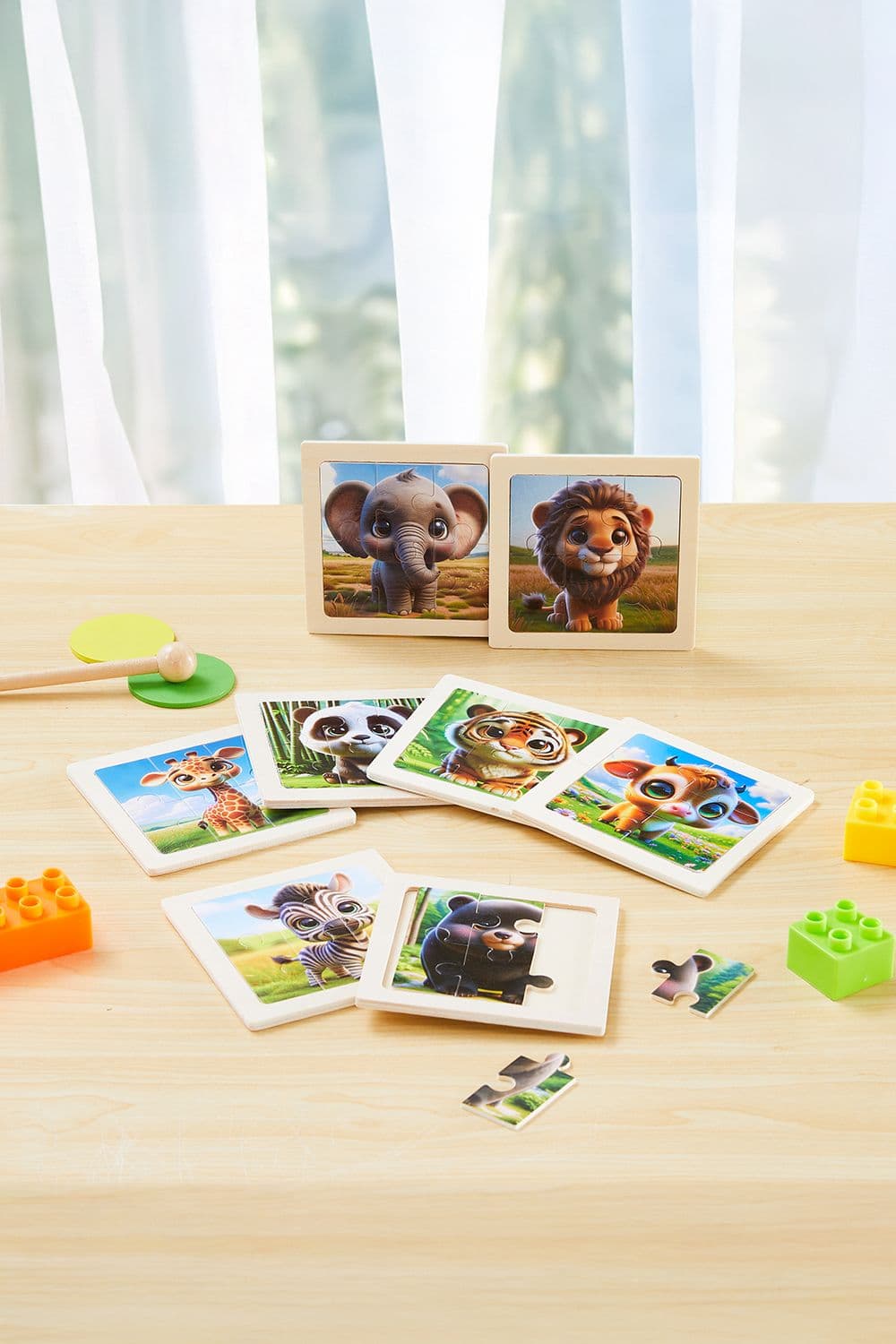 Wooden Toddler Animals Cognitive Puzzle Set