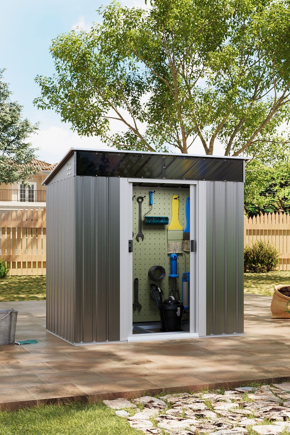 Outdoor Garden Galvanized Steel Acrylic Storage Shed