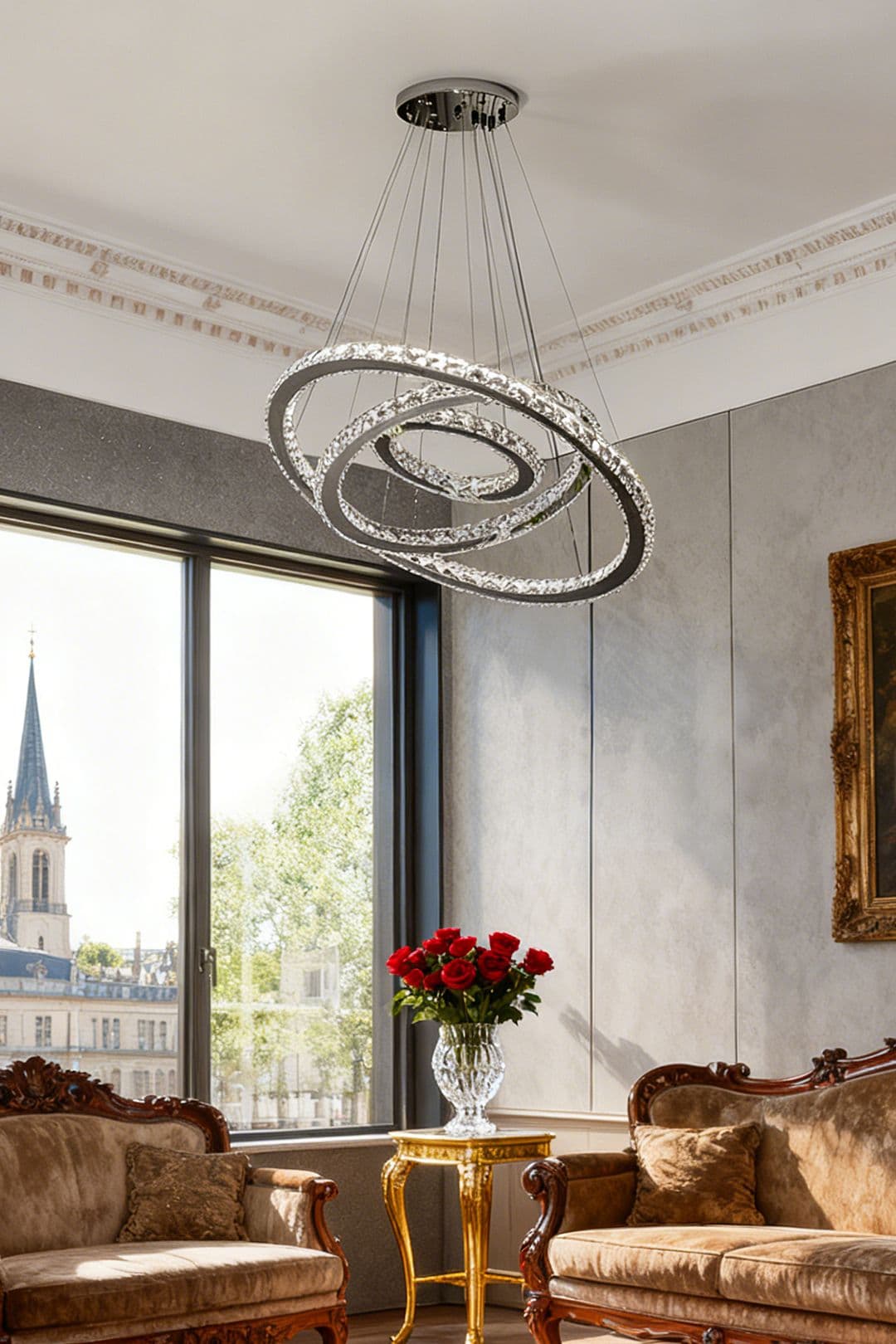 Modern 3-Tier Adjustable Crystal LED Pendant Light