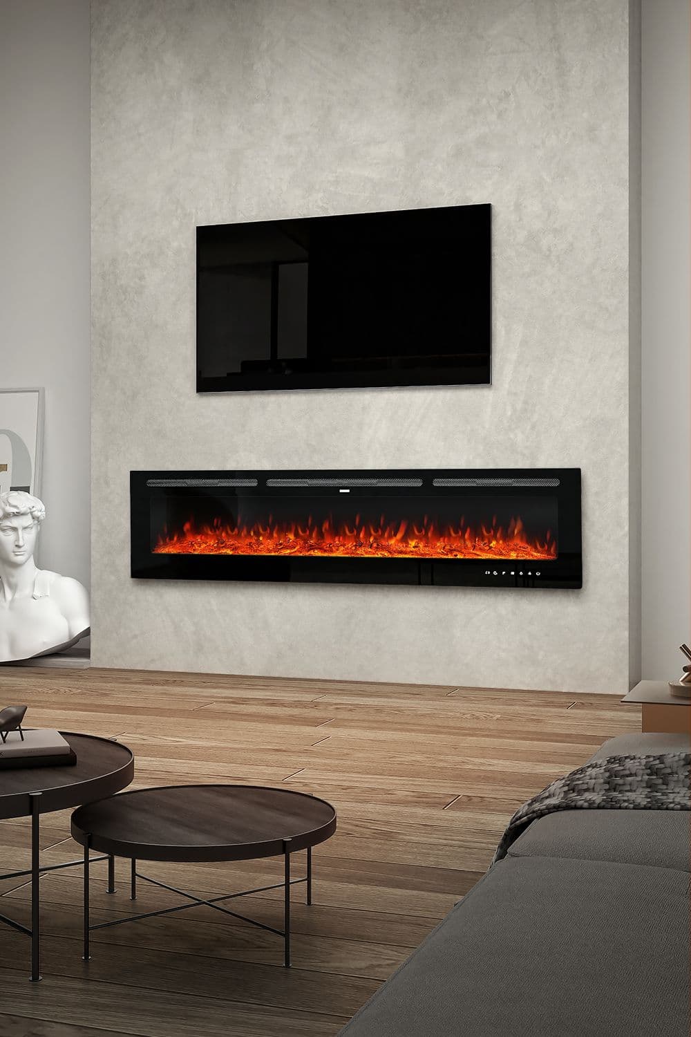 70 Inch Wall Mounted Electric Fireplace with Remote 12 Flame Colors