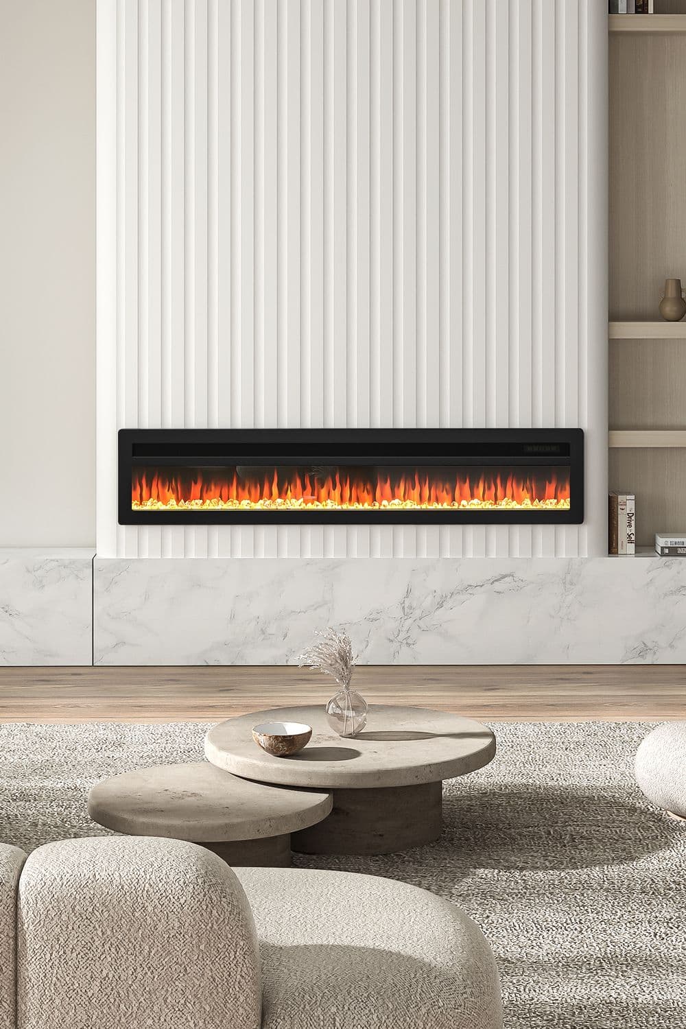 70 Inch Wall Mounted Electric Fireplace with Remote Control