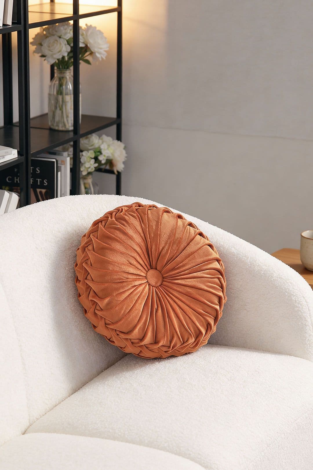 45cm Round Throw Pillow Velvet Home Decoration Pleated Round Pillow Cushion