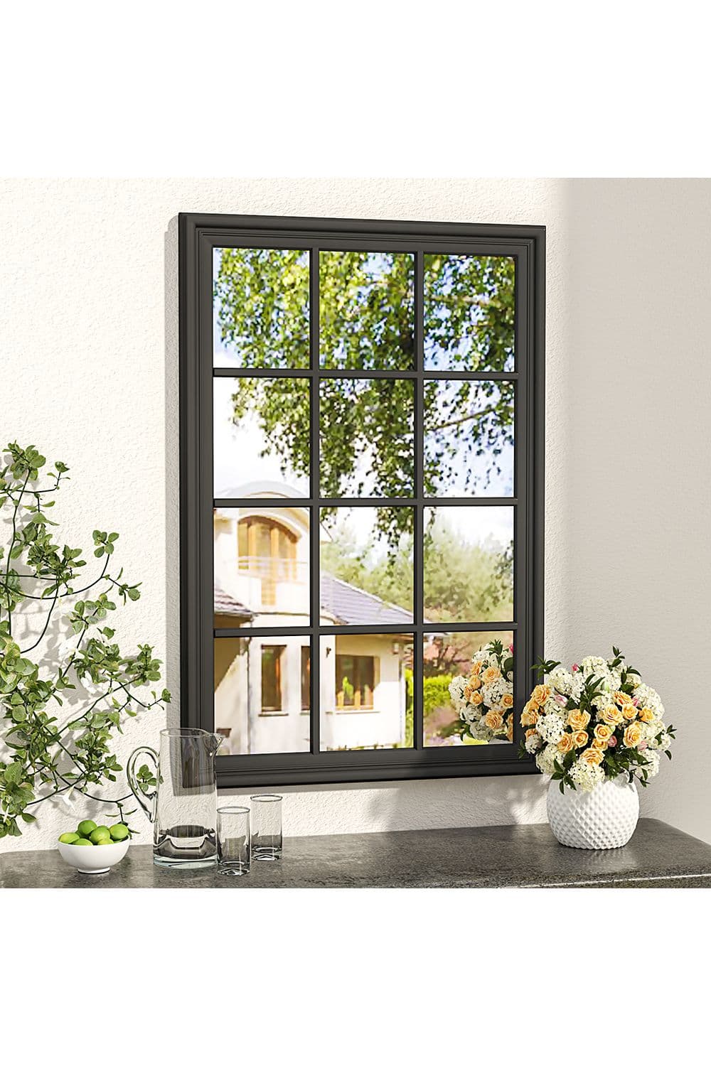 120 x 80cm Large Rectangular Window Mirror Wooden Wall Mirror