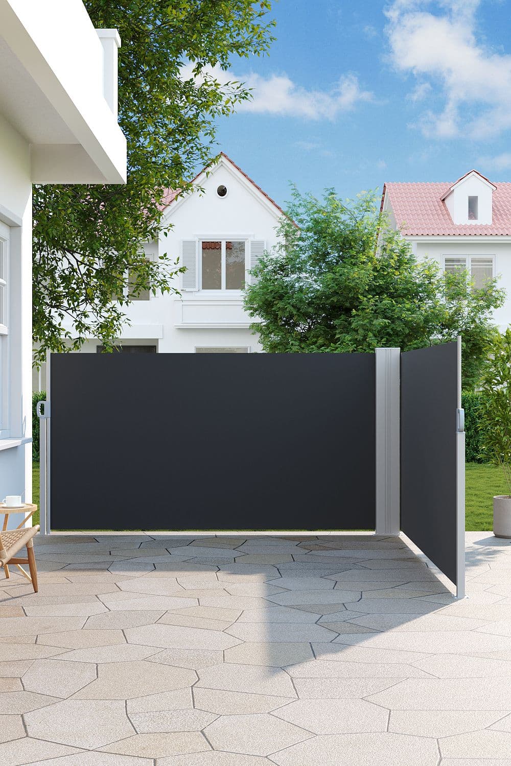 6m W Retractable Privacy Side Awning