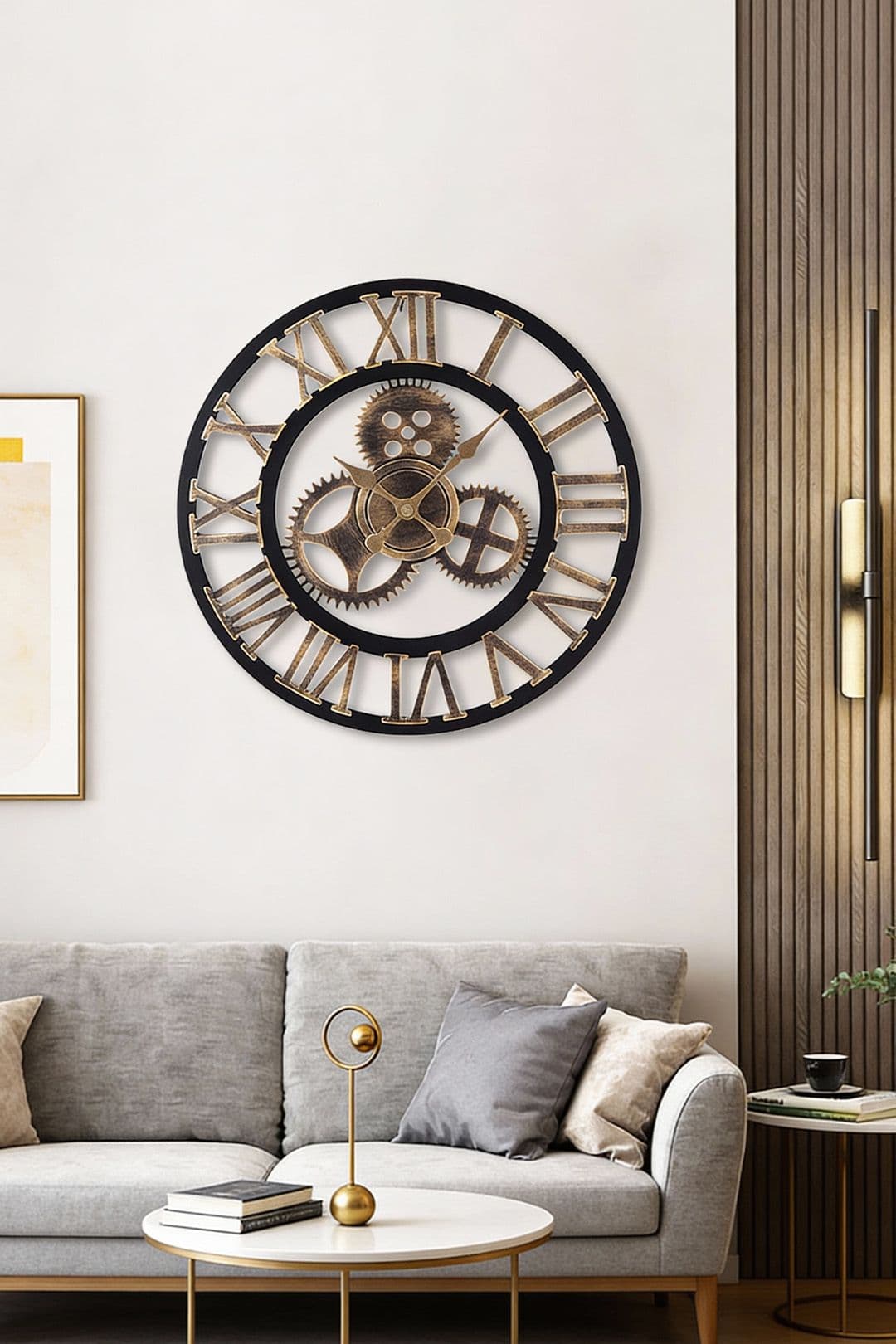 58cm Dia Industrial Gear Roman Numeral Wall Clock