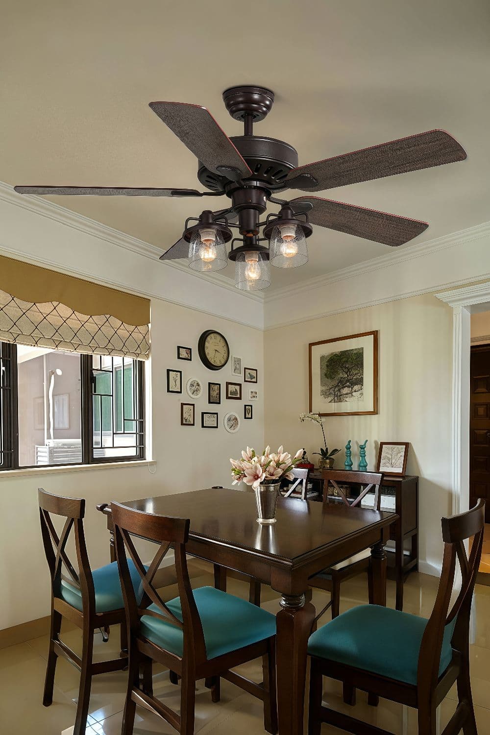 5 Blade Pull Chain Ceiling Fan Light