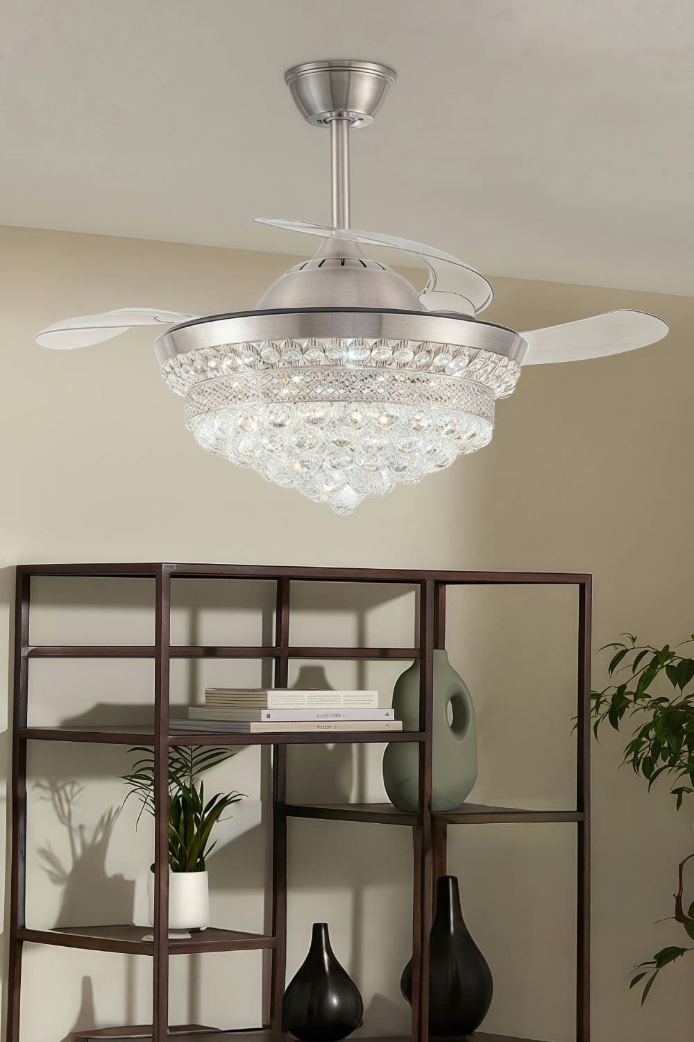 3 Blade Modern Crystal Ceiling Fan with LED Light