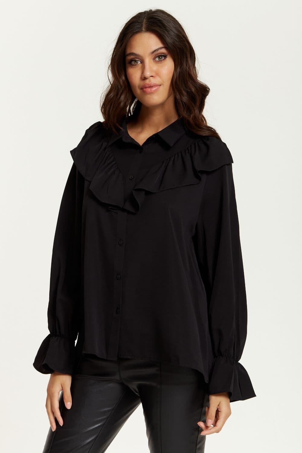 Oversized Frill Detailed Long Sleeves Shirt