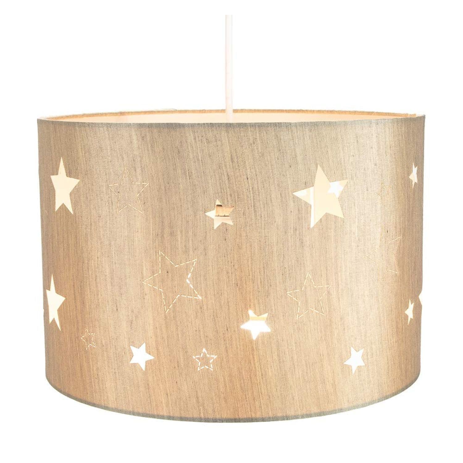 Contemporary Linen Childrens/Kids Pendant/Lamp Shade with Laser Cut Stars