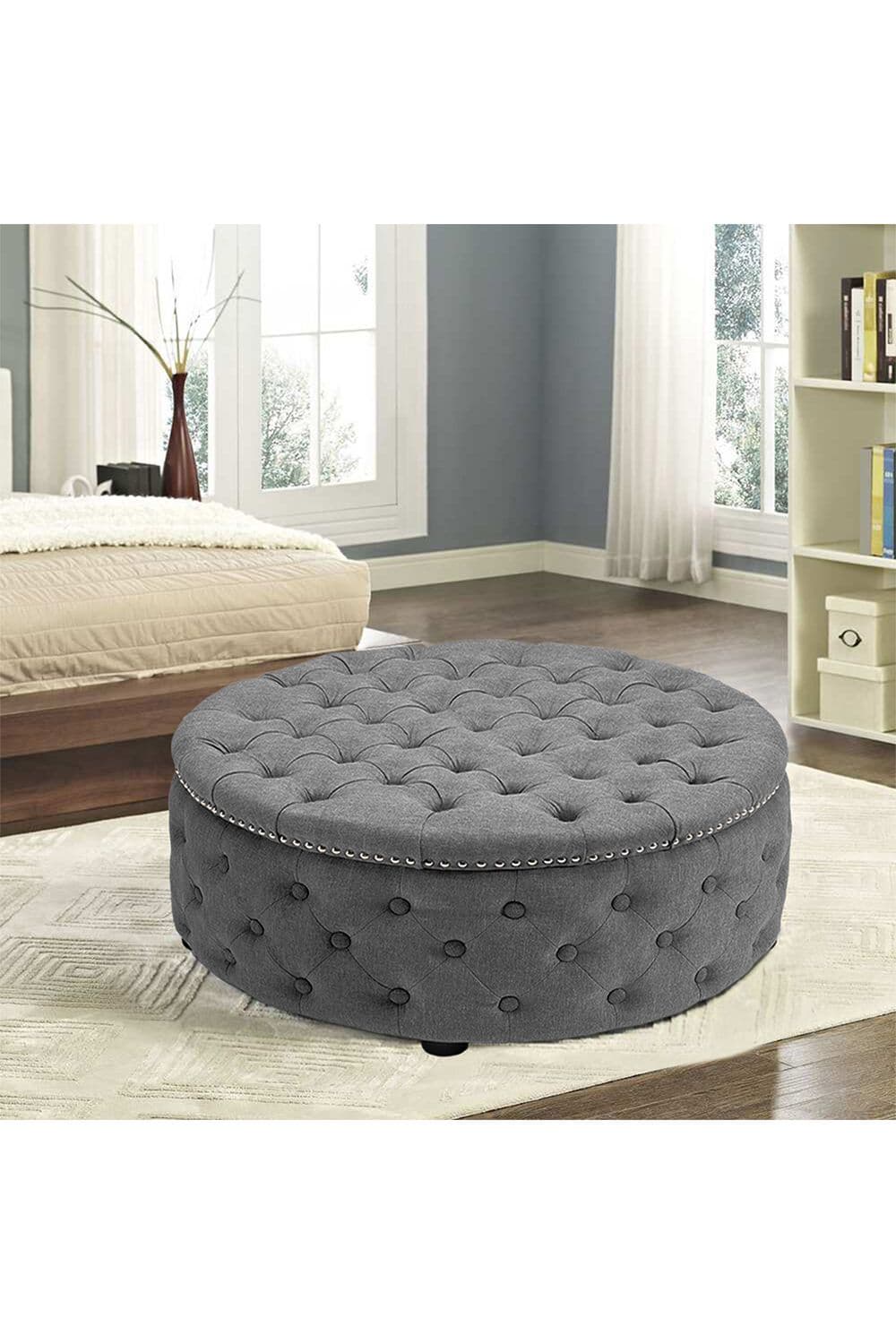 Tufted Round Cocktail Footstool