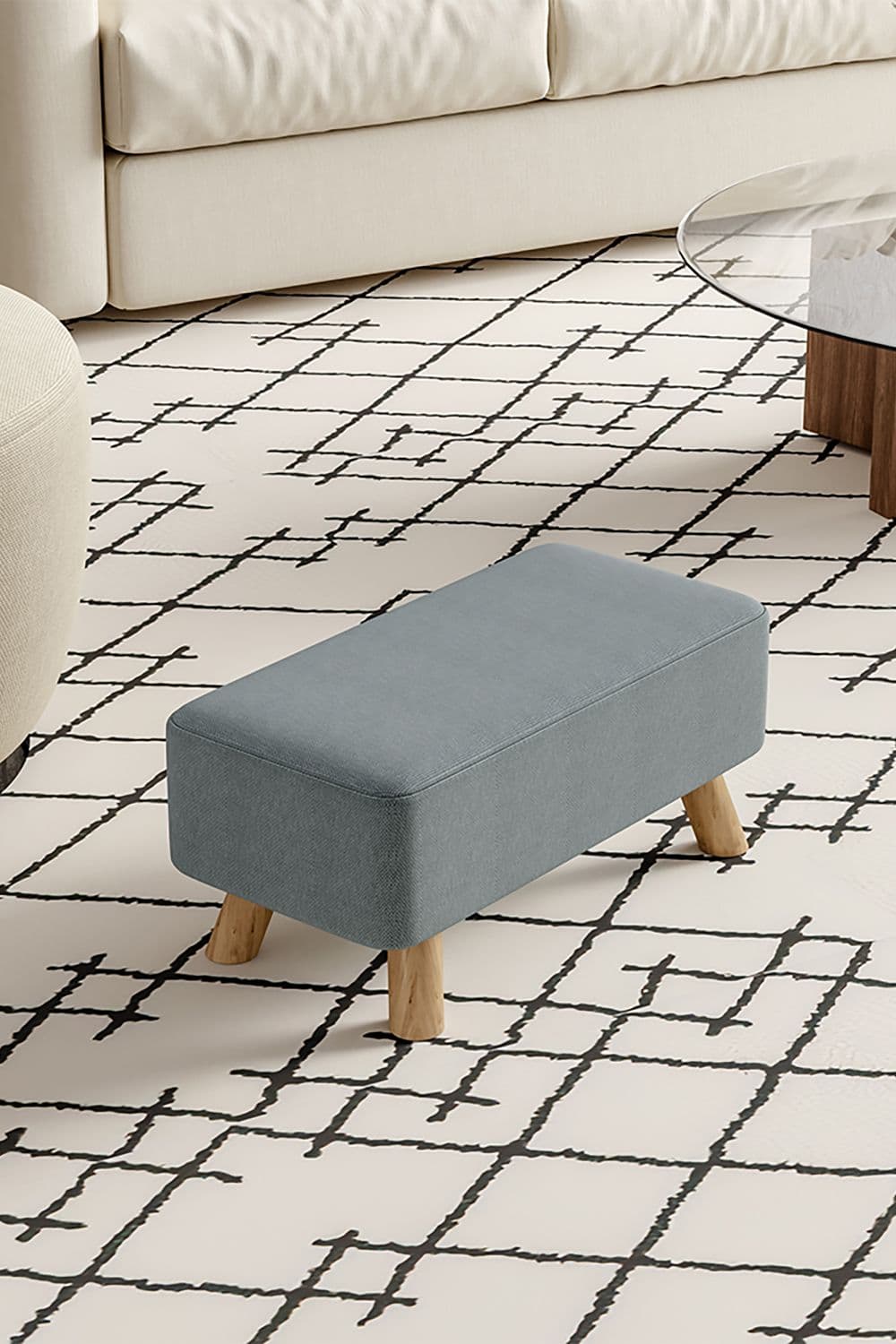 Rectangular Tofu-shaped Footstool