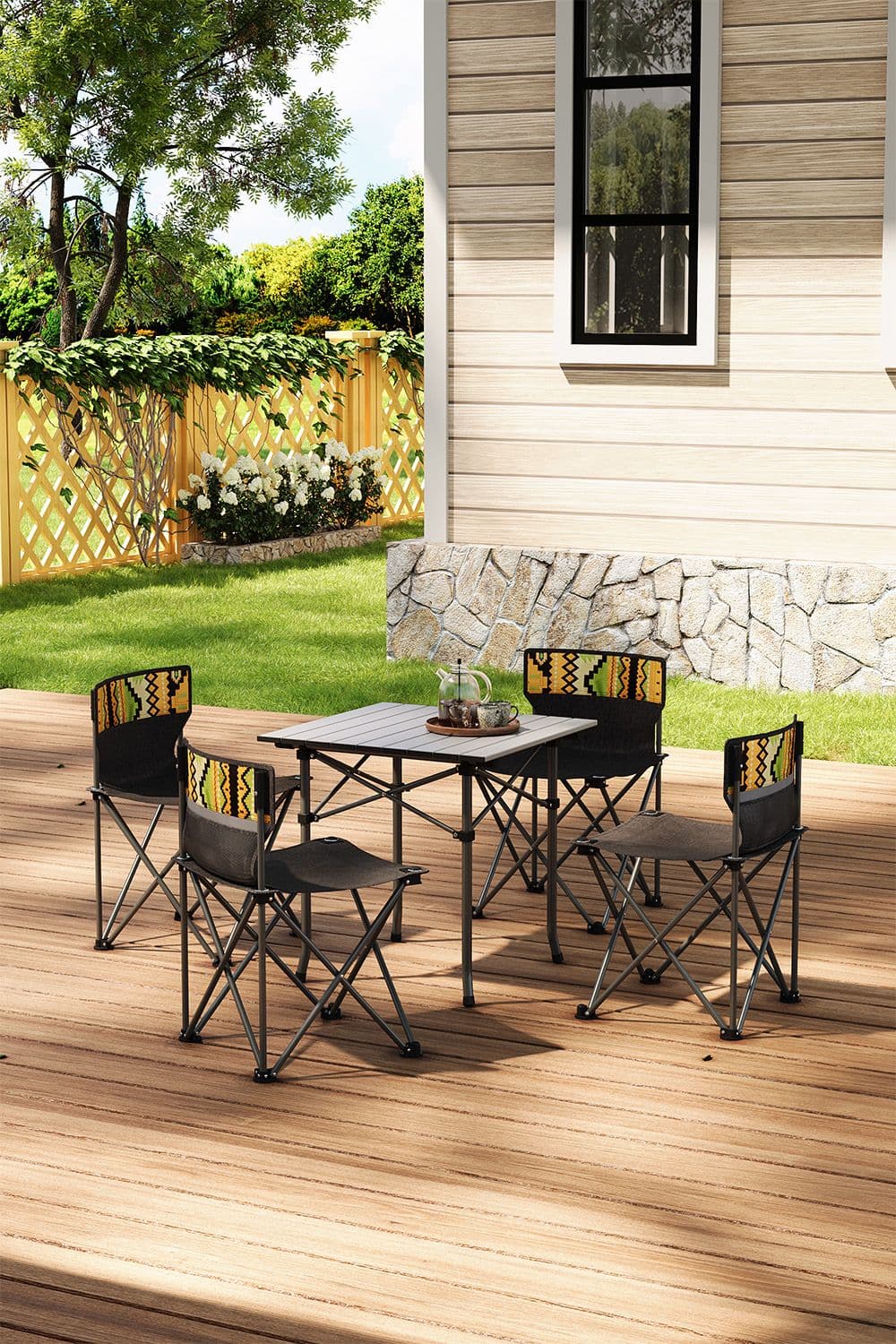 4 Seater Folding Outdoor Camping Dining Table Set with Carrying Bag