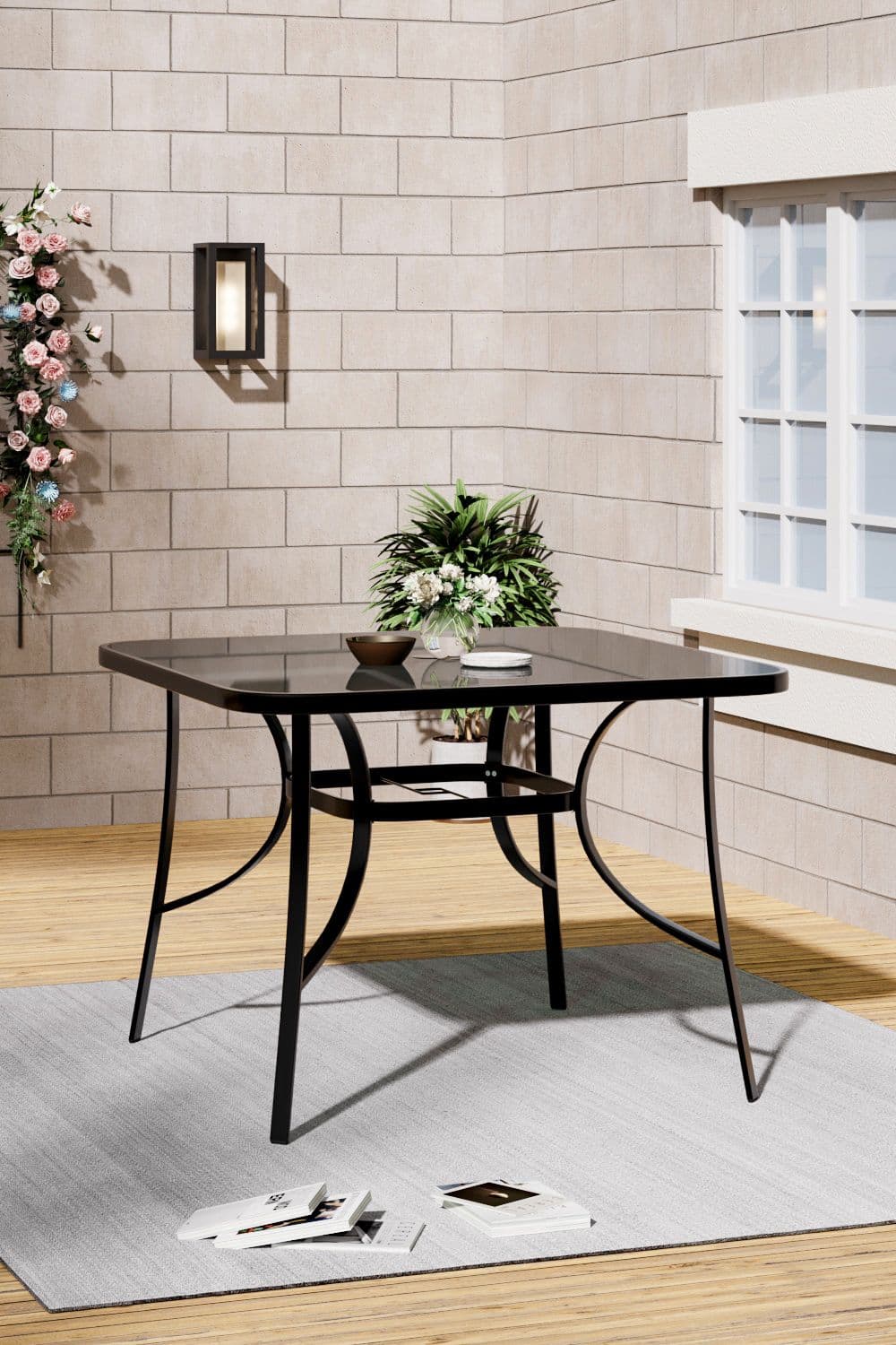 Square Metallic Garden Dining Table