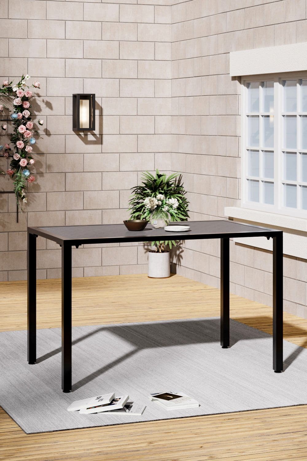Rectangular Metal Frame Garden Dining Table