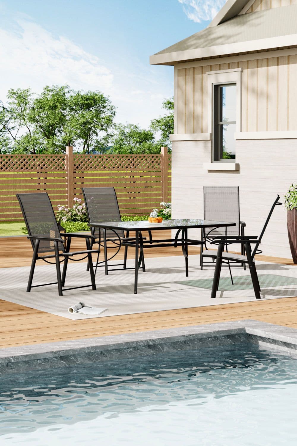 4 Person -Black Rectangular Dining Set