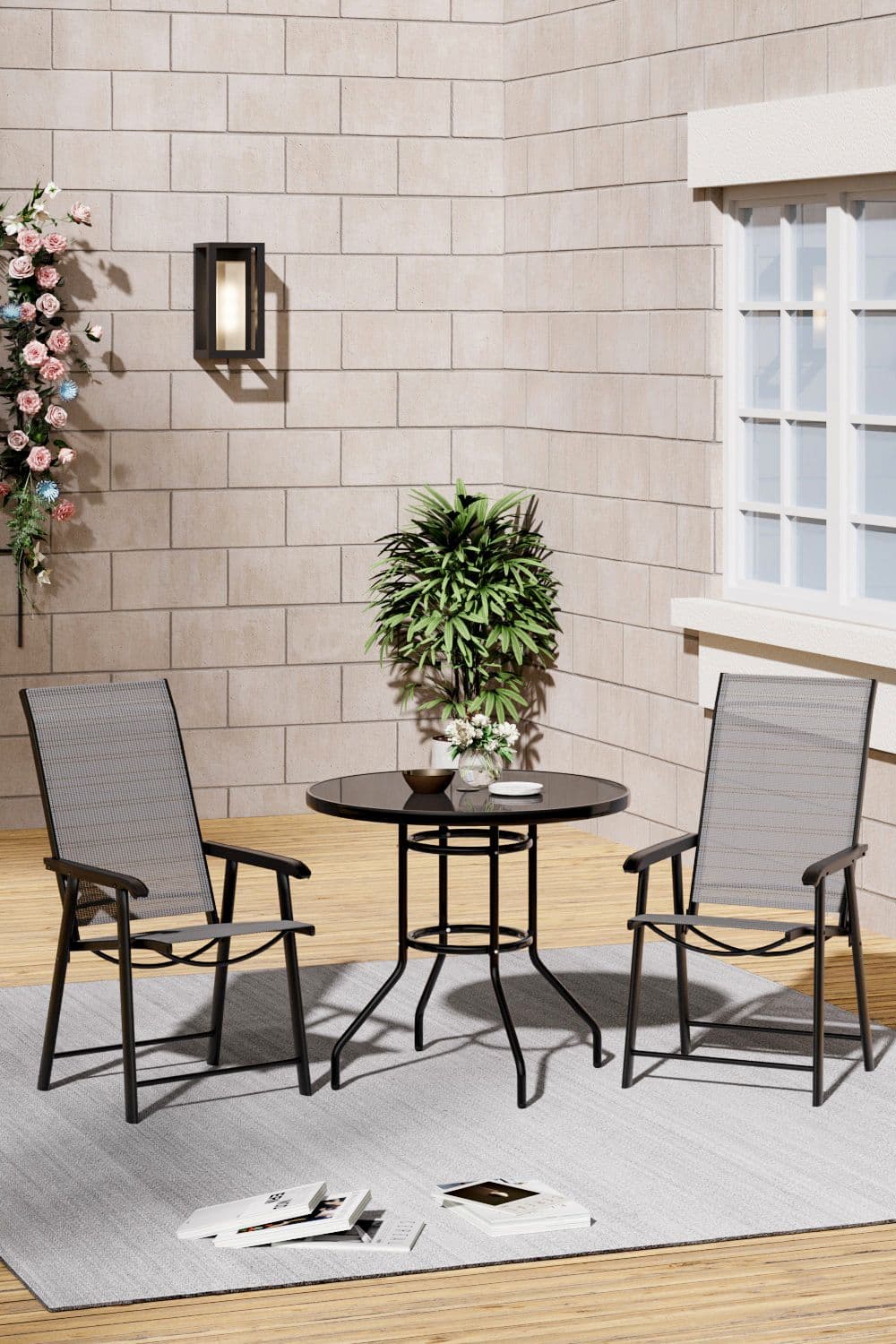 2-Seater Garden Round Dining Bistro Table Set