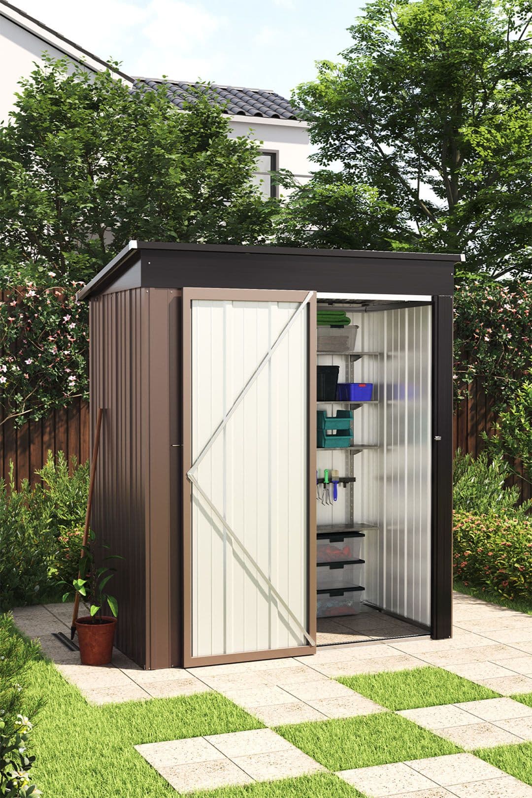 Metal Garden Storage Tool Shed with Lockable Door