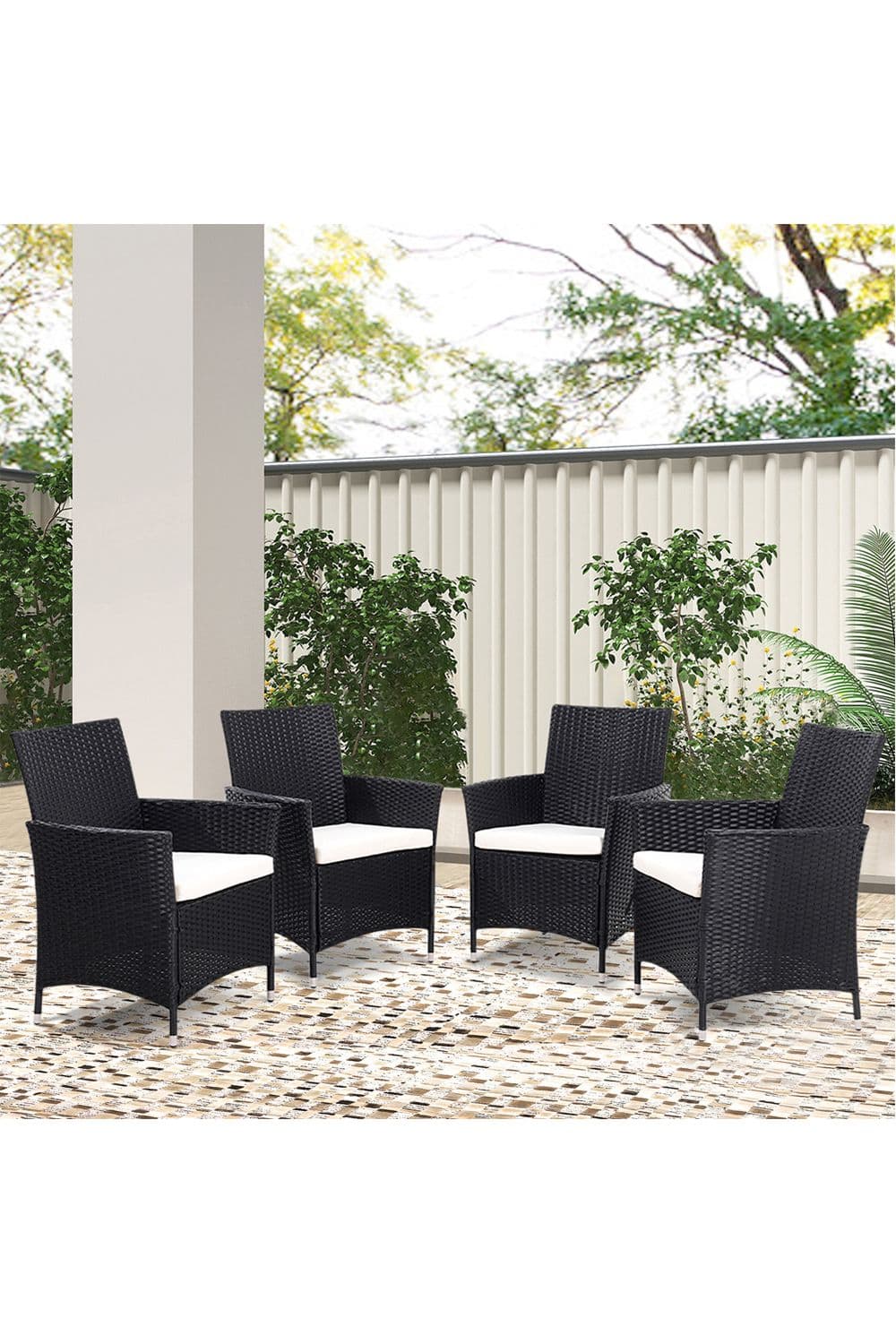 4 Piece Rattan Chairs With Cushions