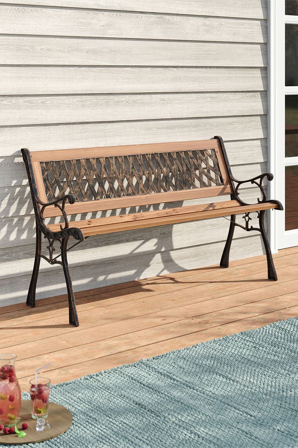 125cm W Metal Garden Bench Outdoor Bench