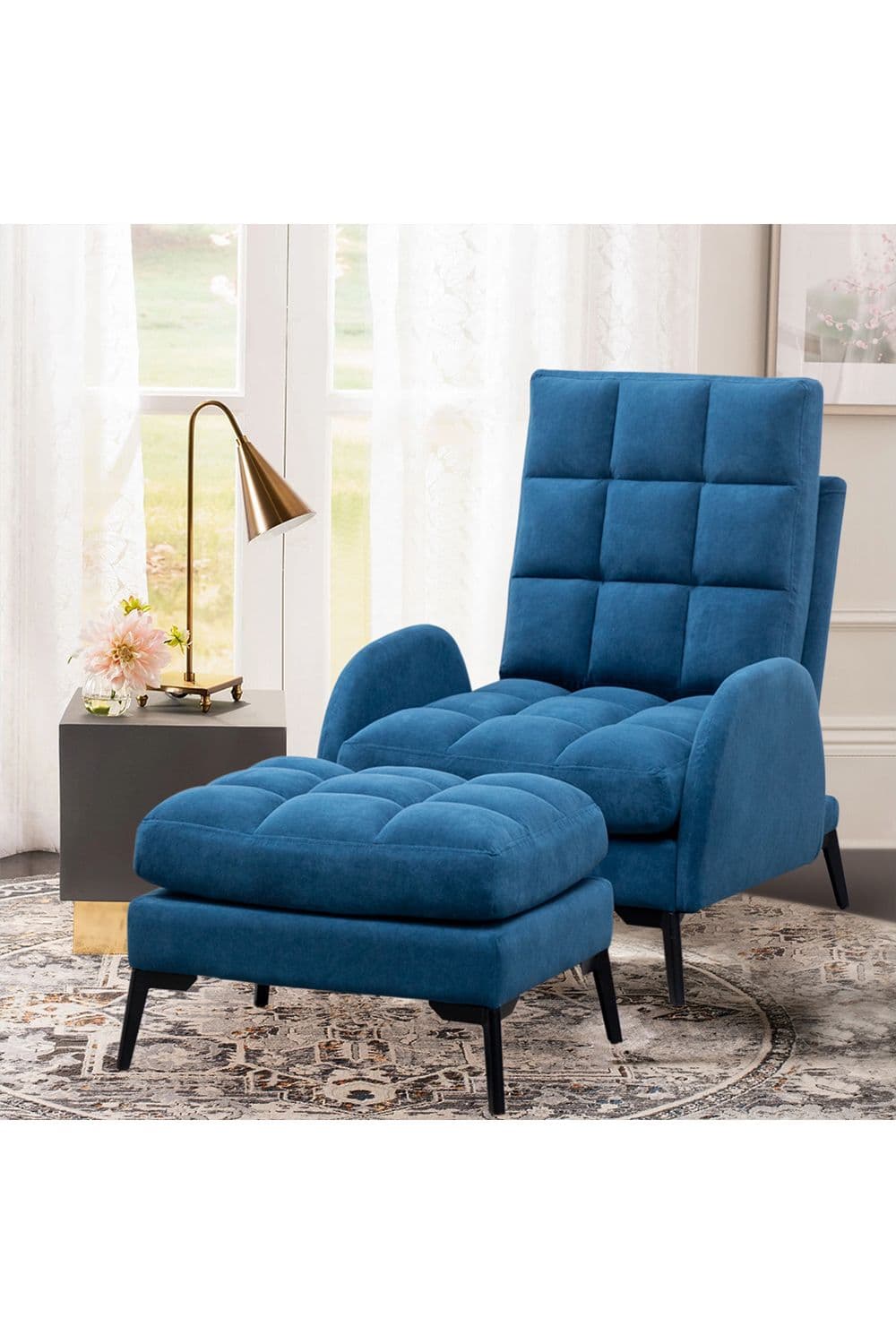 Modern Leisure Arm Chair with Footstool