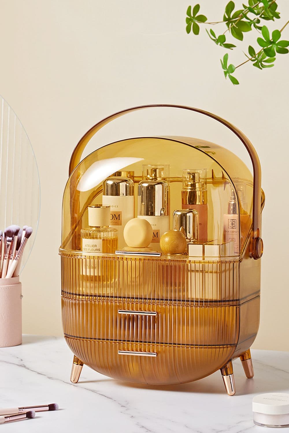 Cosmetic Organizer Skincare Display Box With 2 Layers Of Storage Boxes For Dormitory & Bedroom Vanity Case