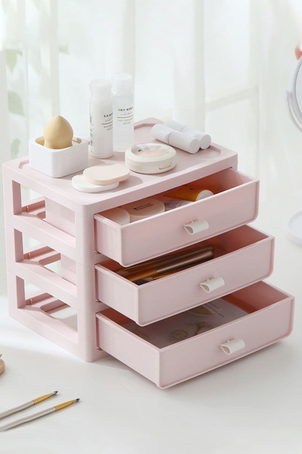 3 Tiers Makeup Cosmetic Sundries Desk Storage Case To Store Cosmetics Storage Box