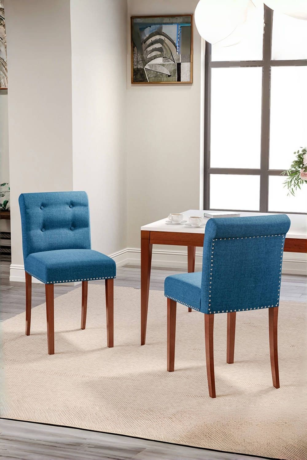 Set of 2 Contemporary Buttoned Accent Dining Chair