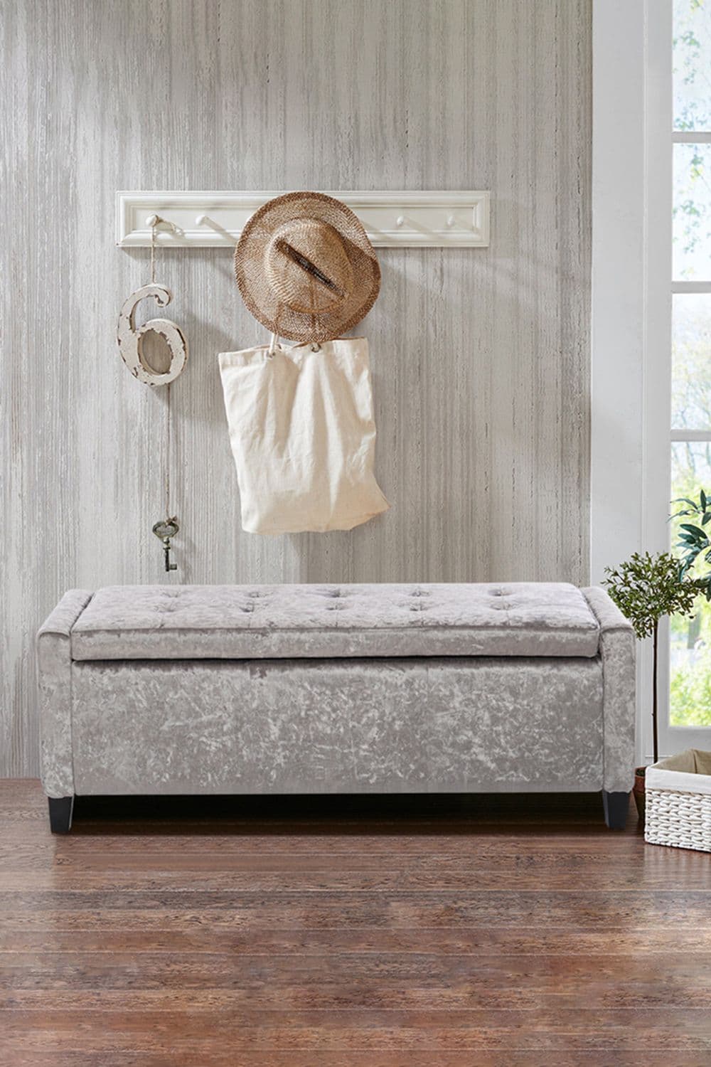 Ice Velvet 2 Seater Storage Sofa Bench Hallway Shoes Changing Ottoman Stool