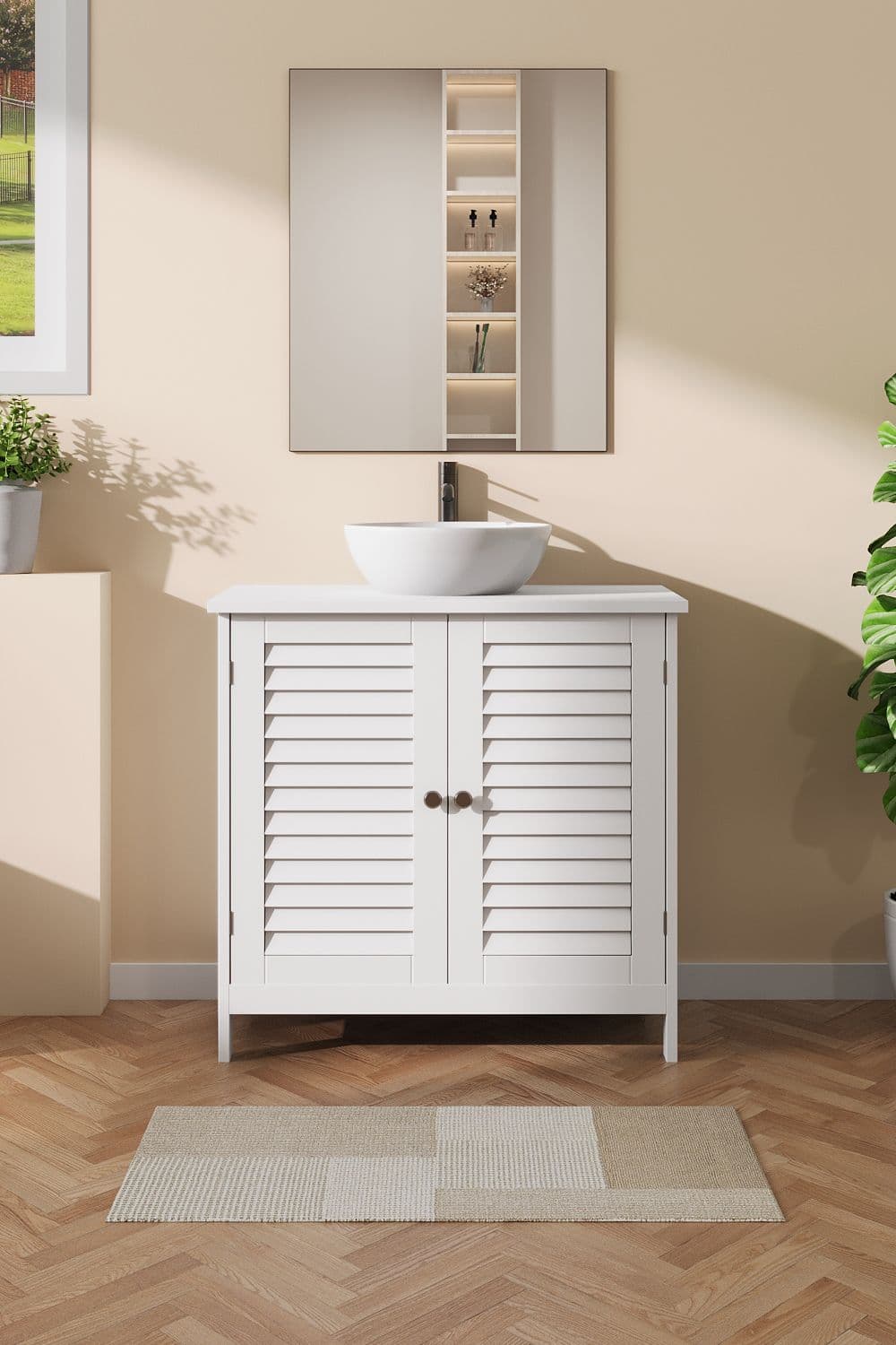 Under Sink Bathroom Cabinet 2 Shutter Door