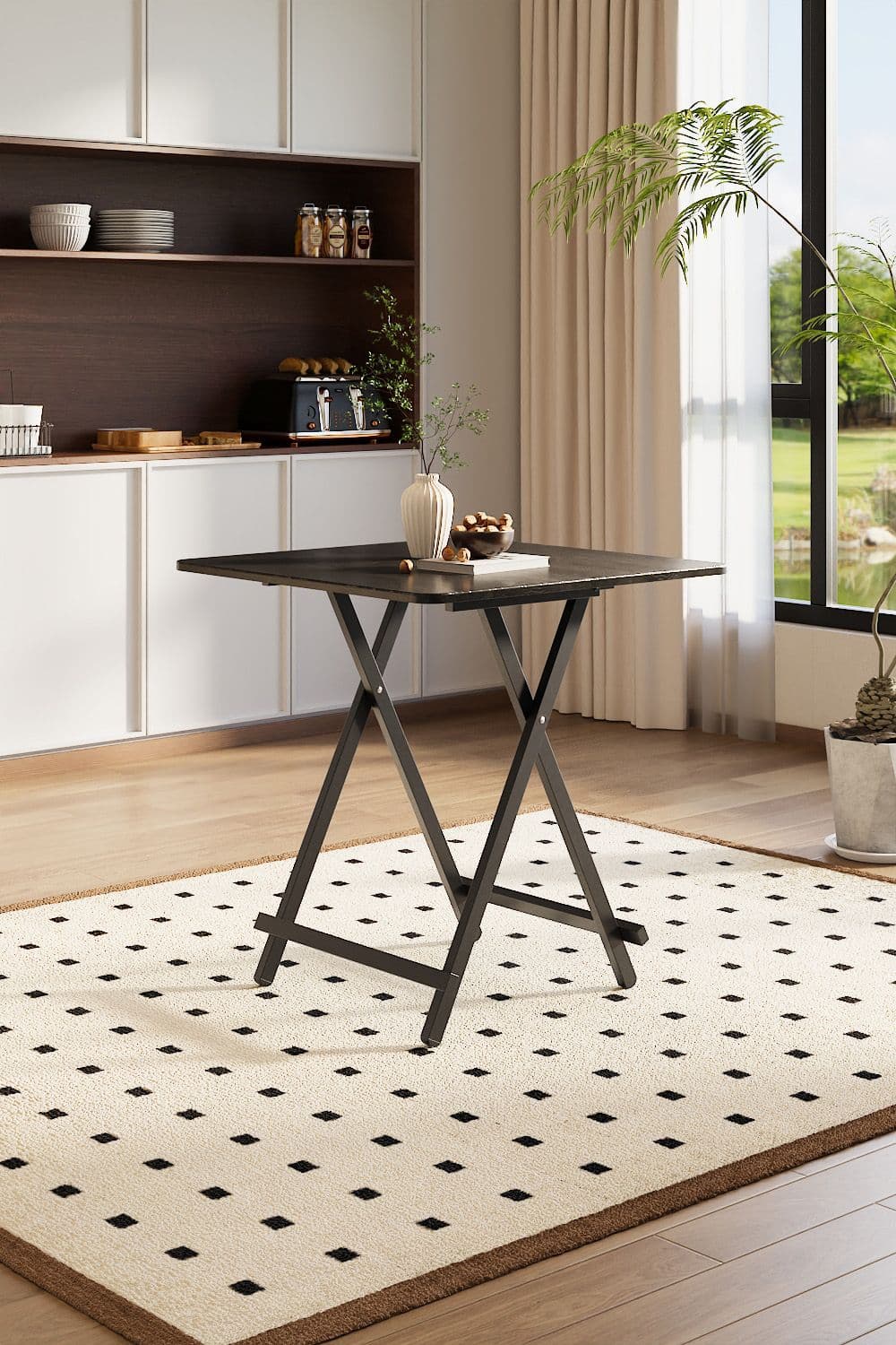 70x70cm Black Folding Wooden Dining Table