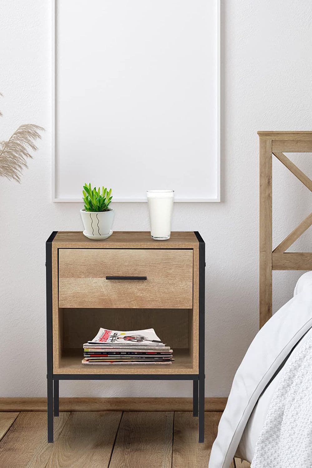 Wooden Nightstand Sofa Side Table with Drawer