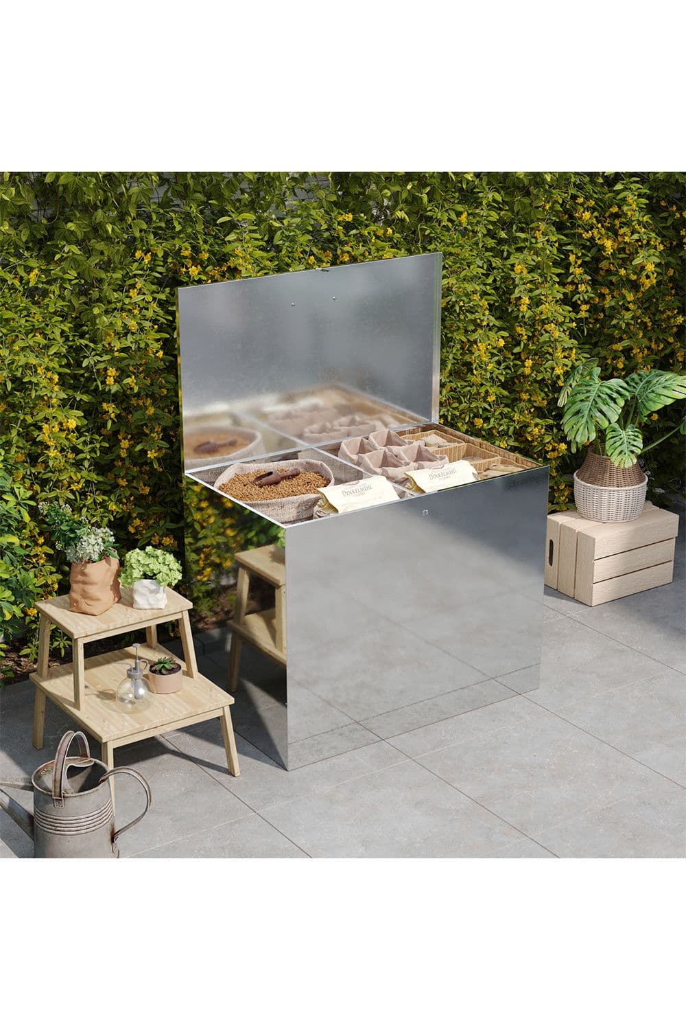 Animal Feed Storage Bin with Two Compartment