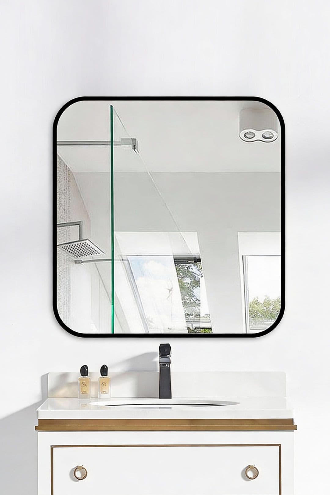 Modern Square Wall Mirror With Aluminum Alloy Frame