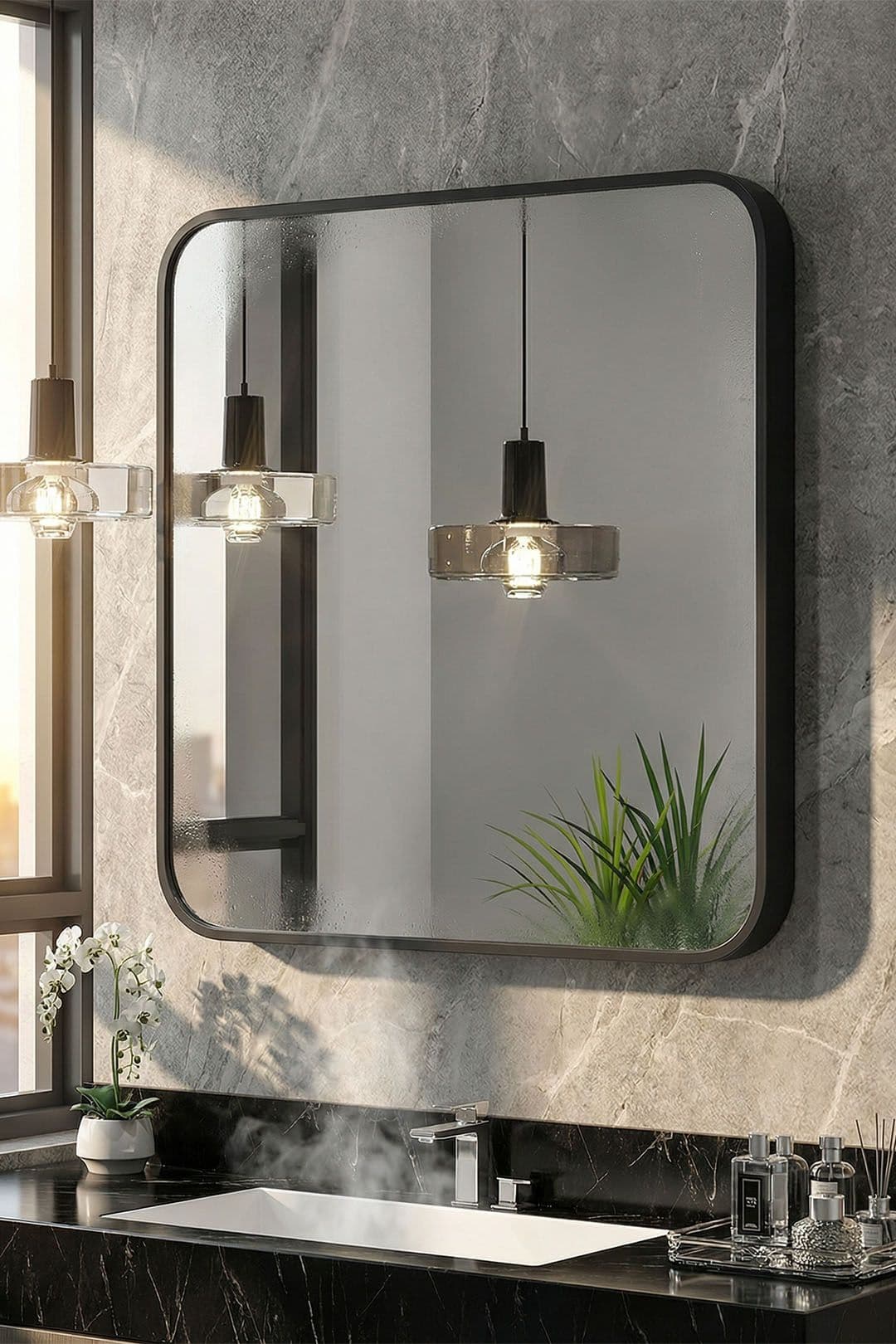 70 x 70Cm Modern Square Wall Mirror With Aluminum Alloy Frame