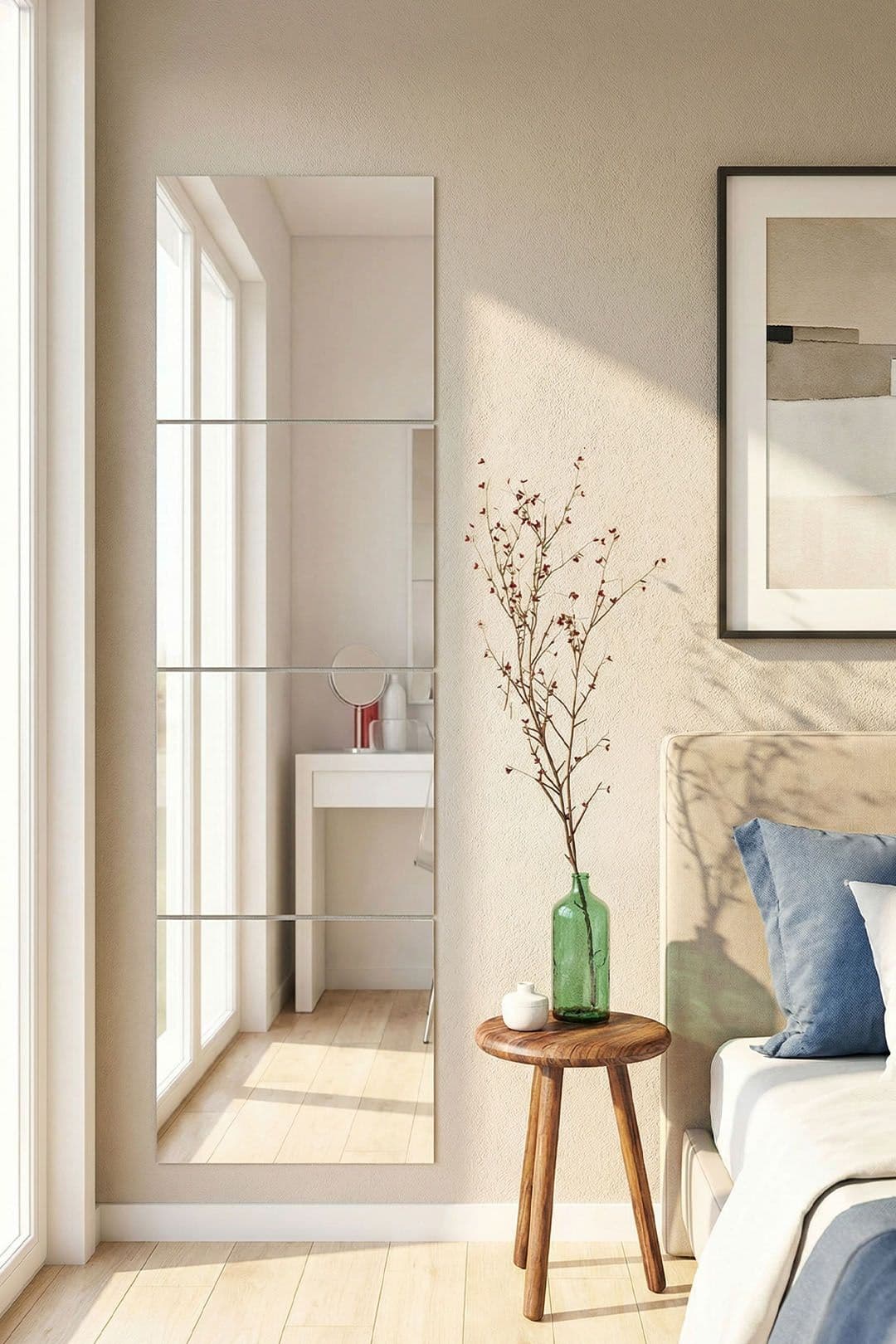 4Pcs Acrylic Adhesive Wall Mirror Tiles