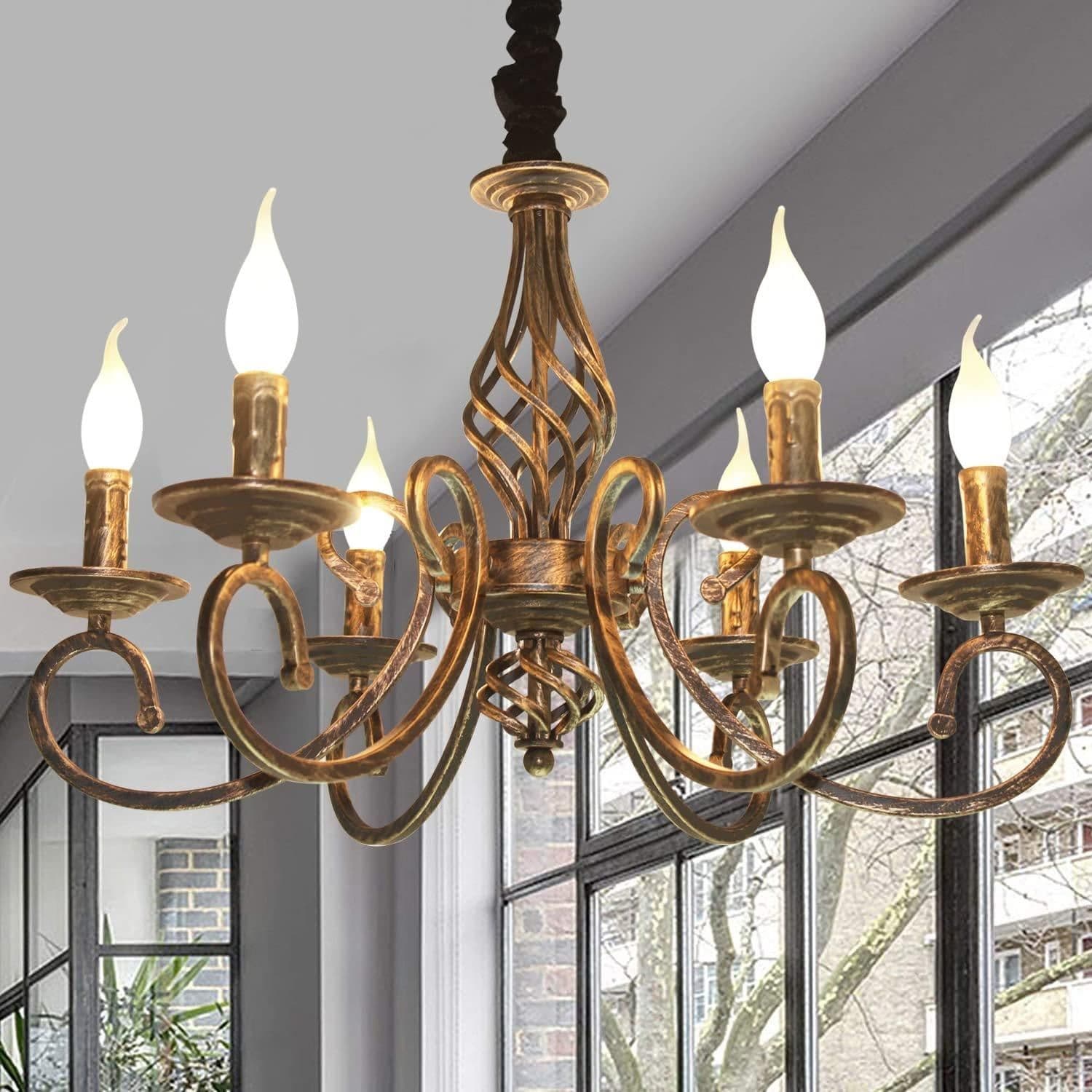 6 Light Vintage Elegant Metal Pendant Chandelier