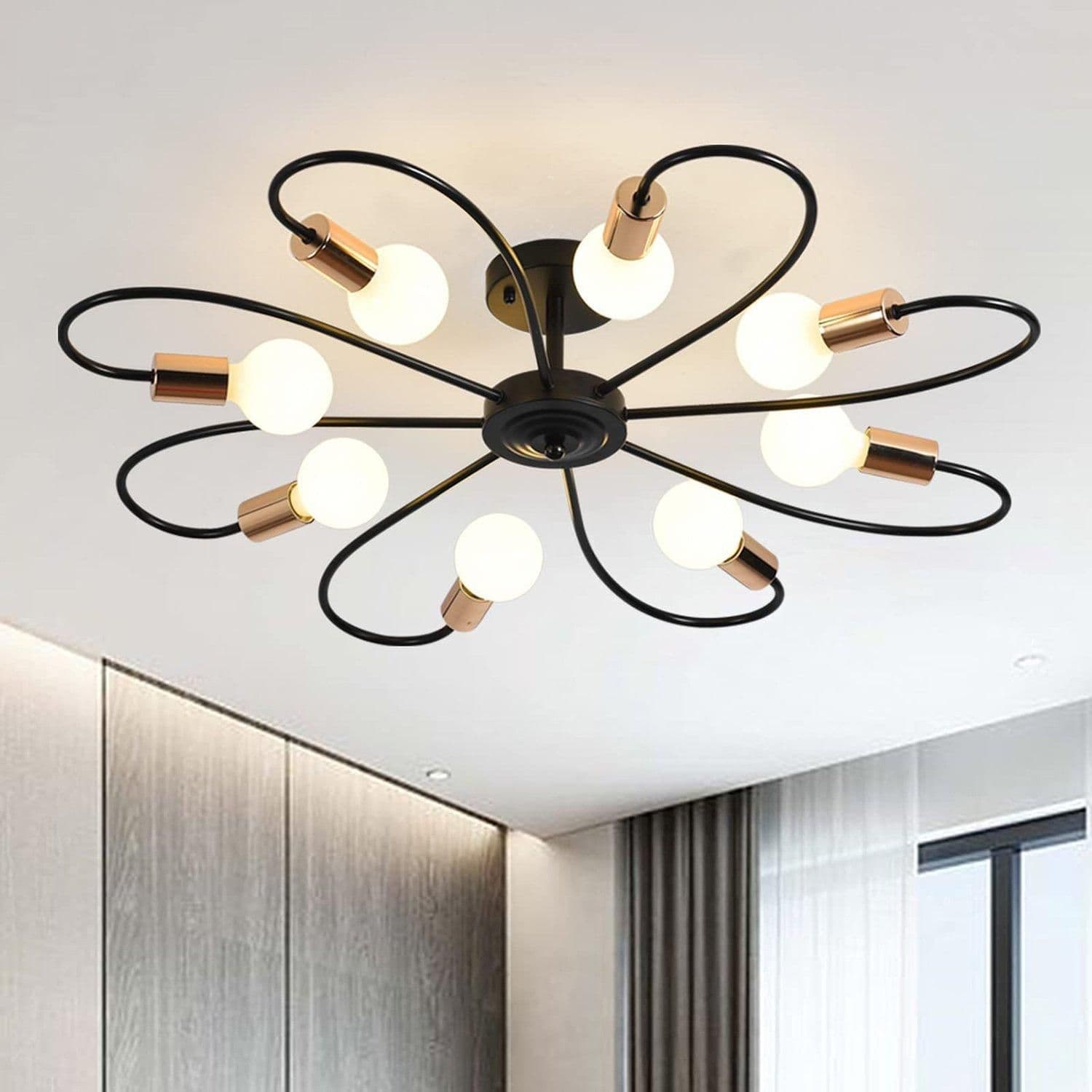 8 Light Industrial Vintage Metal Chandelier Kitchen Living Room
