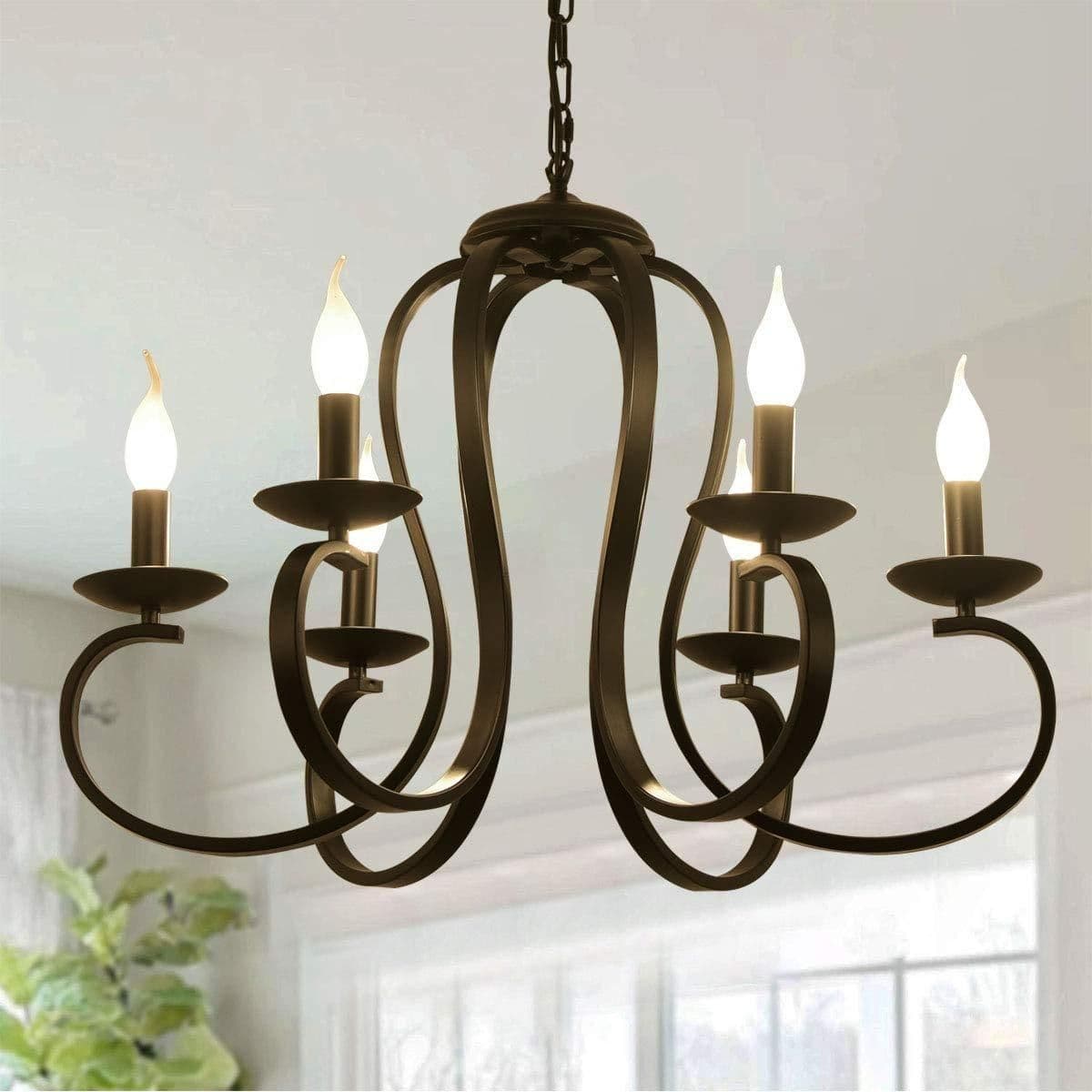 Elegant Vintage 6 Light French Chandelier Candle Style Frame