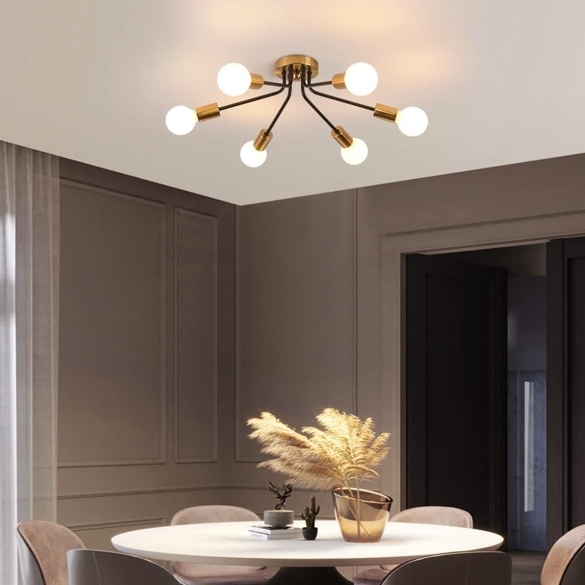 Modern 6 Light Chandelier Semi Flush Ceiling Light Living Room